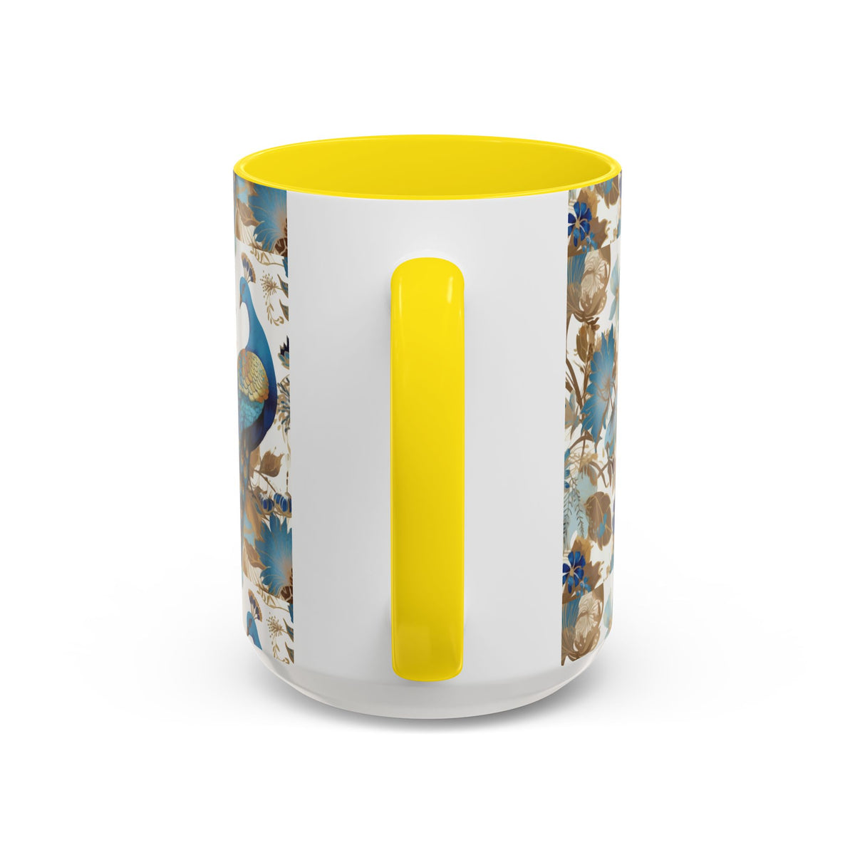 Elegant Peacock Ceramic Coffee Mug, Colorful 11oz & 15oz Custom Design - Ira World Art LLC