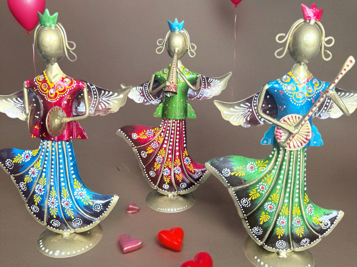 Set of 3 Traditional Rajasthani Folk Art Decor - Ira World Art LLC
