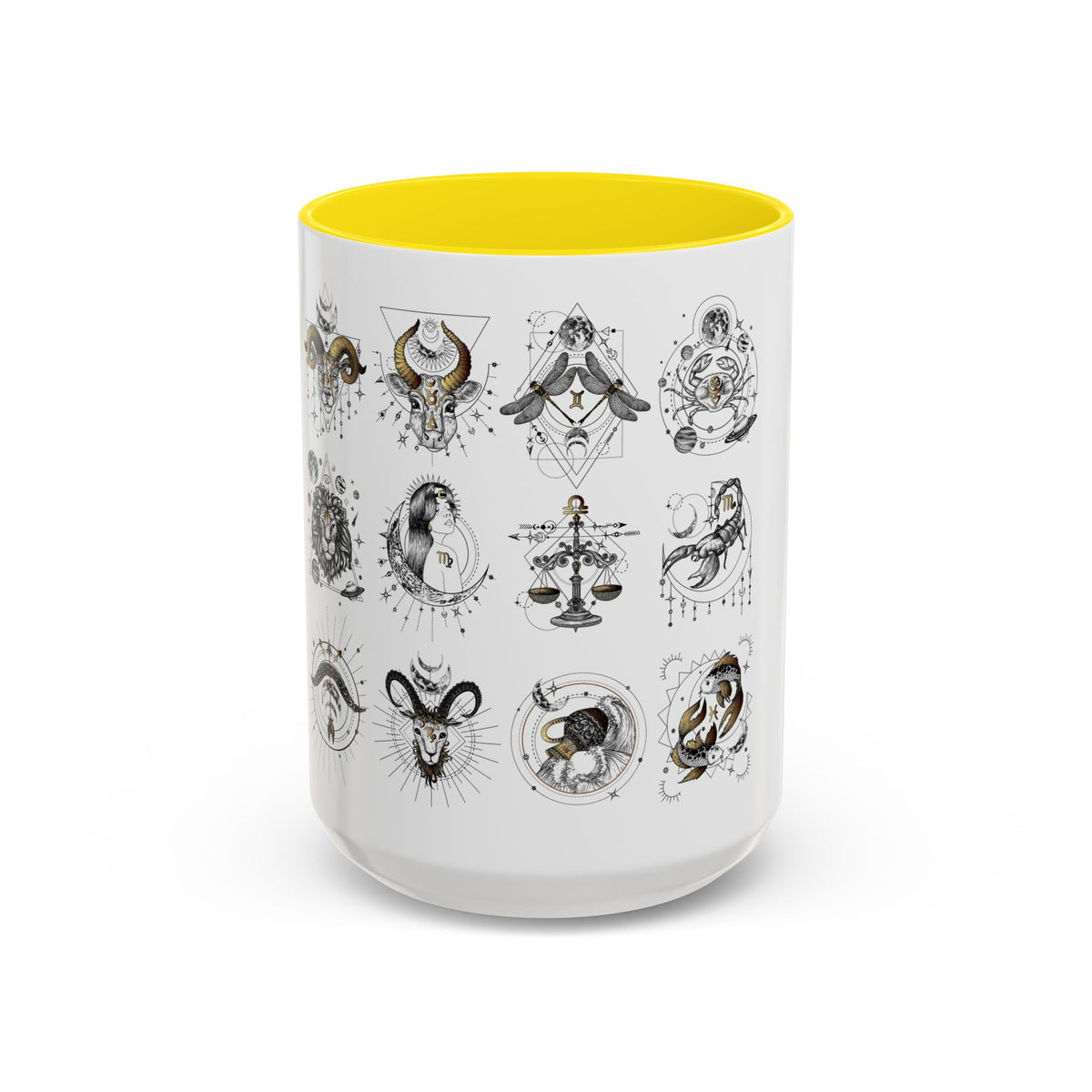 Zodiac Accent Ceramic Coffee Mug with Vibrant Horoscope Design 11oz & 15oz - Ira World Art LLC