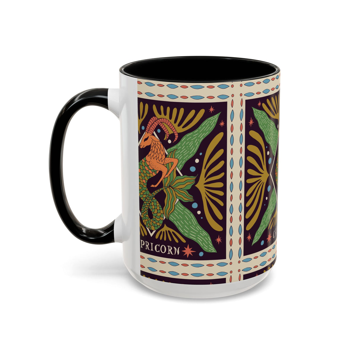 Colorful Capricorn Mug, Custom Ceramic Coffee Cup 11oz & 15oz Zodiac Design - Ira World Art LLC