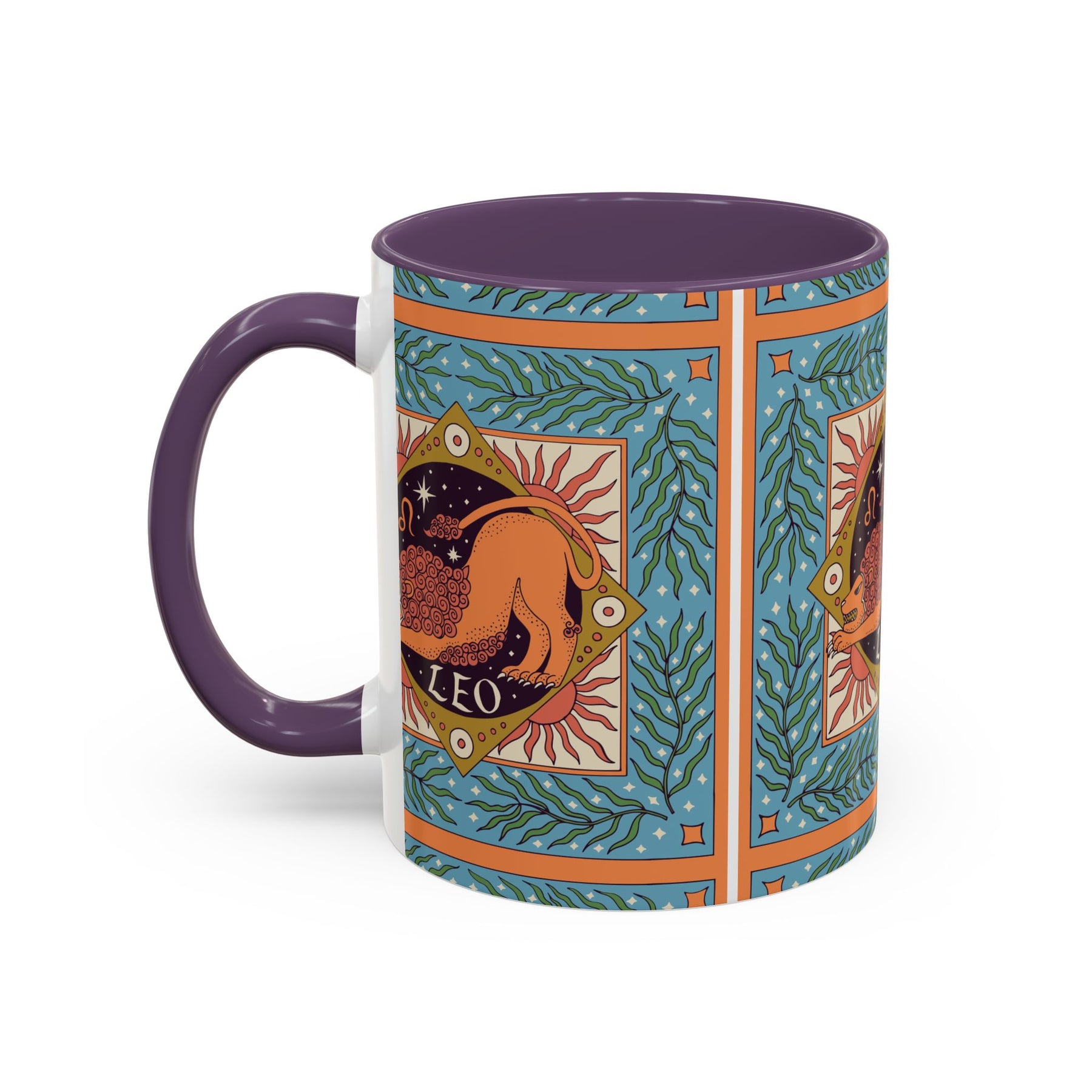 Vibrant Leo Zodiac Coffee Mug, Custom Ceramic 11oz & 15oz Colorful Design - Ira World Art LLC