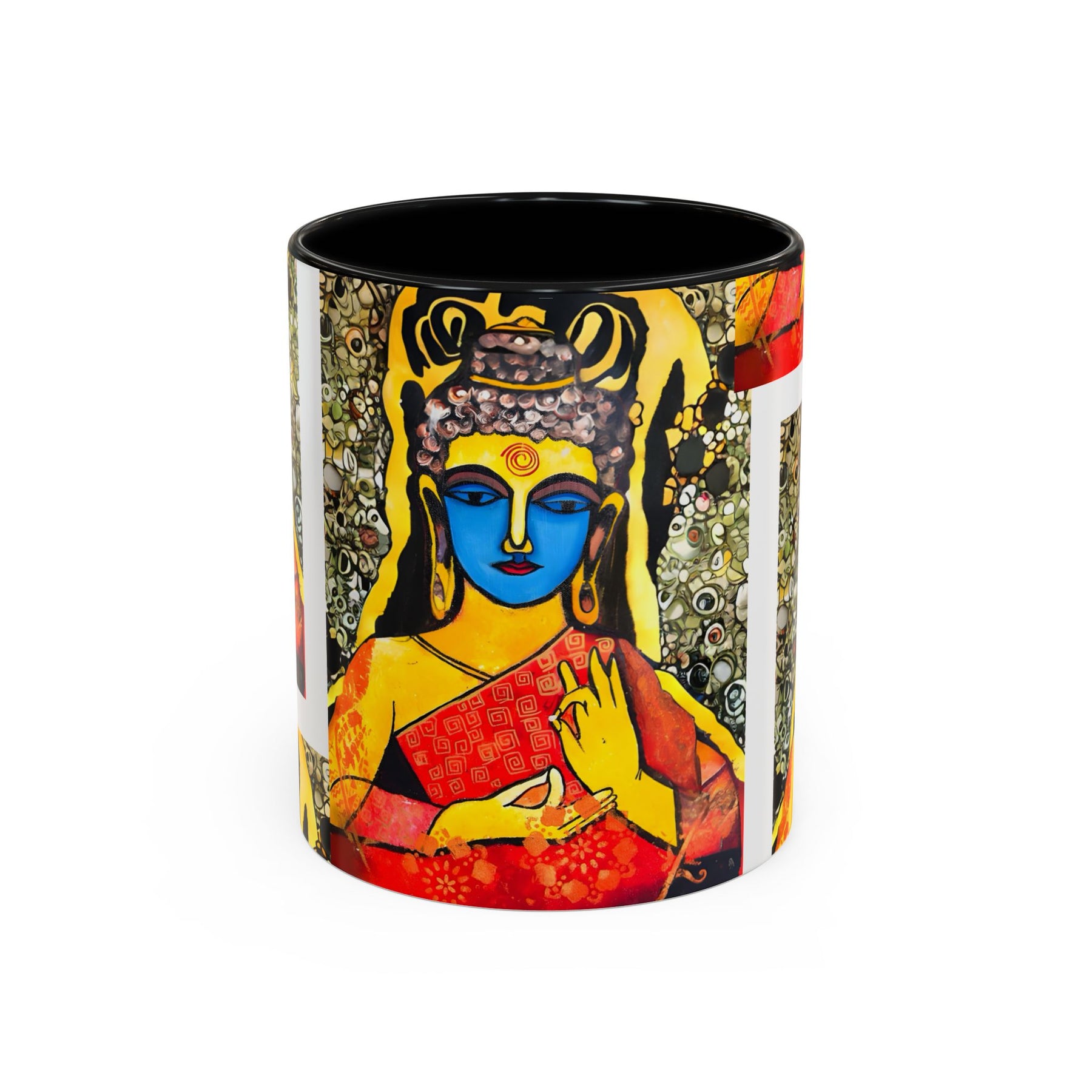 Inspirational Yoga Ceramic Mug, Colorful Buddhist Painting, 11oz & 15oz Unique Coffee Cup - Ira World Art LLC