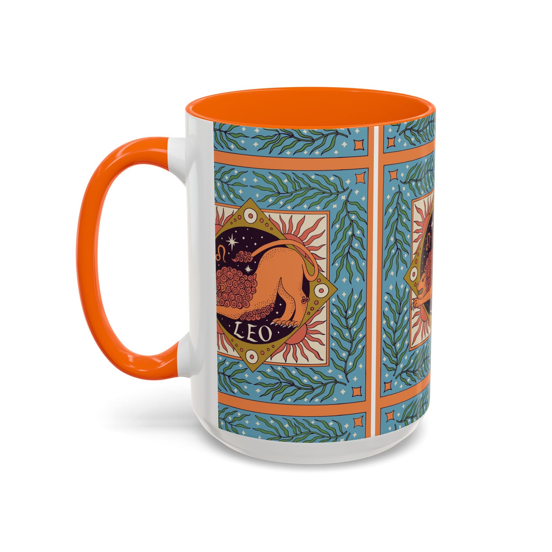 Vibrant Leo Zodiac Coffee Mug, Custom Ceramic 11oz & 15oz Colorful Design - Ira World Art LLC