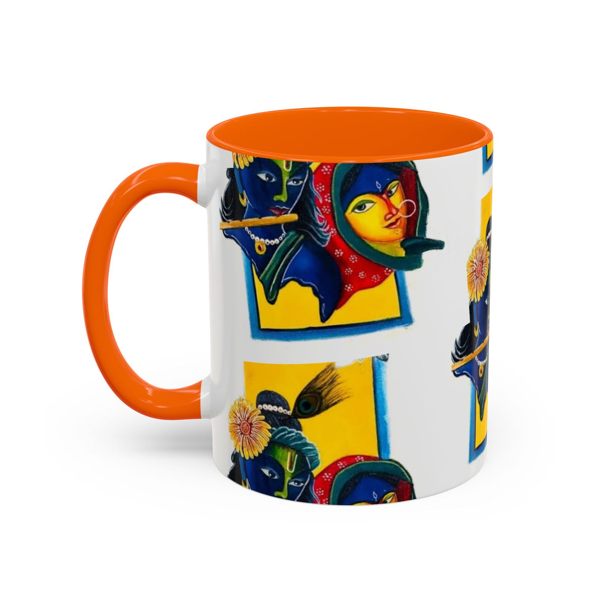 Colorful Ceramic Mug with Unique Hindu Art Design, 11oz & 15oz Aesthetic Gift - Ira World Art LLC