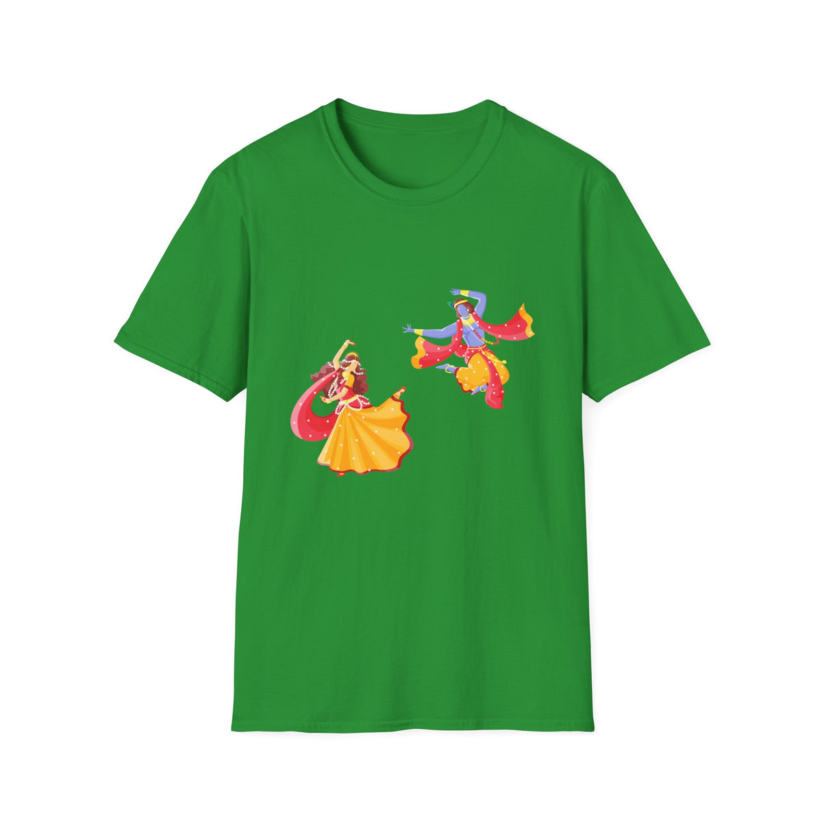 Radha Krishna Unisex Softstyle T-Shirt, Hindu Deity Tee, Spiritual Apparel, Yoga Top, Festival Clothing - Ira World Art LLC