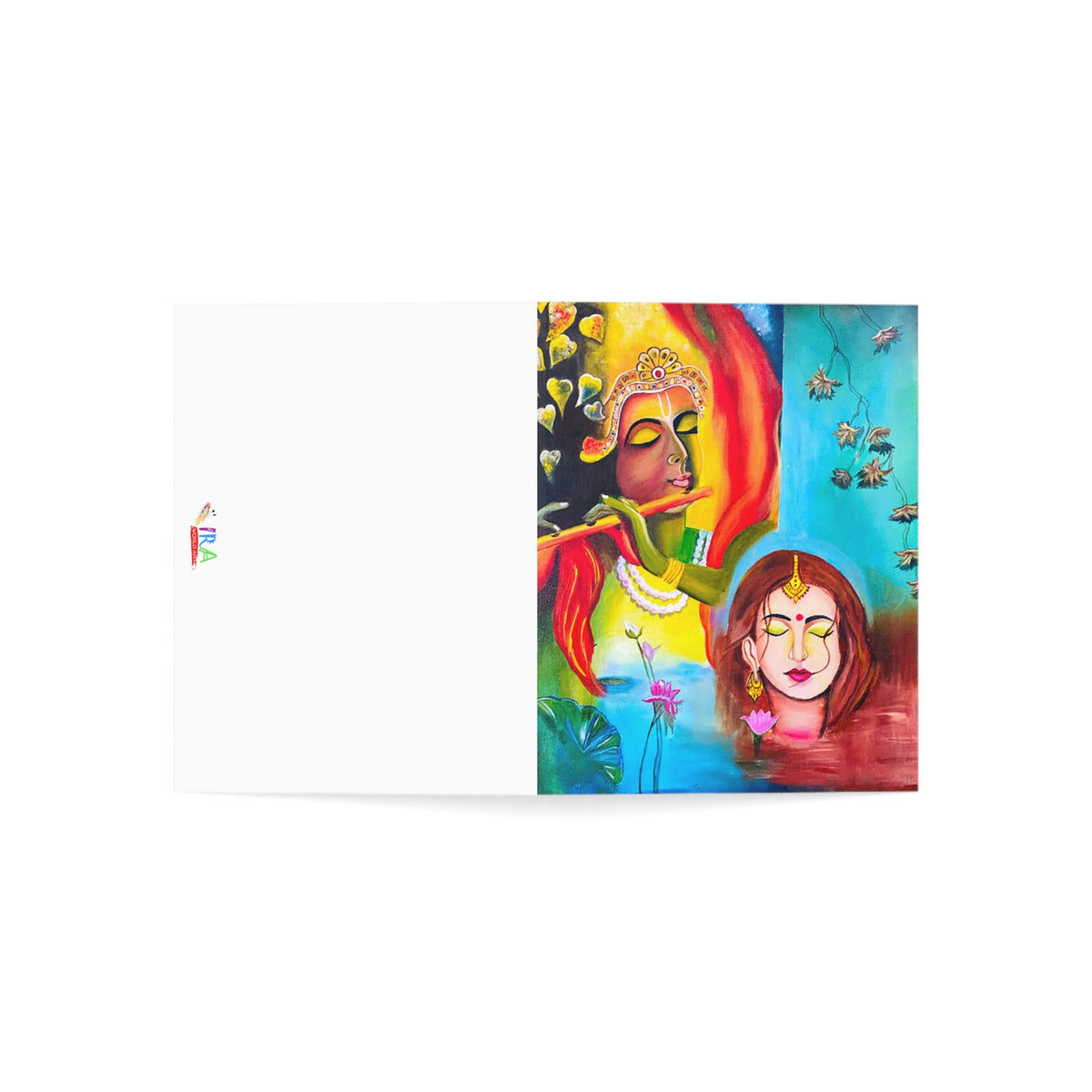 Divine Love Unveiled: Radha Krishna Greeting Card for Heartfelt Moments (1, 10, 30, and 50pcs) - Ira World Art LLC