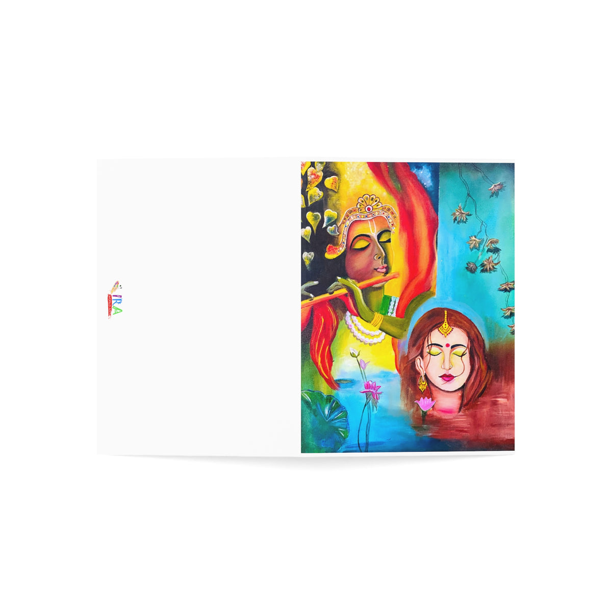 Divine Love Unveiled: Radha Krishna Greeting Card for Heartfelt Moments (1, 10, 30, and 50pcs) - Ira World Art LLC