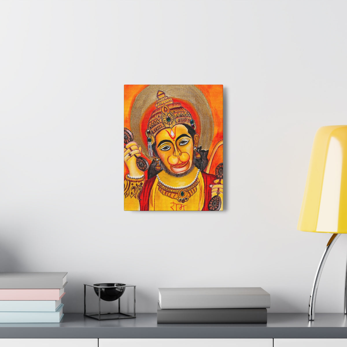Sacred Strength: Lord Hanuman Gallery Wrap Canvas Print for Divine Home Decor - Ira World Art LLC