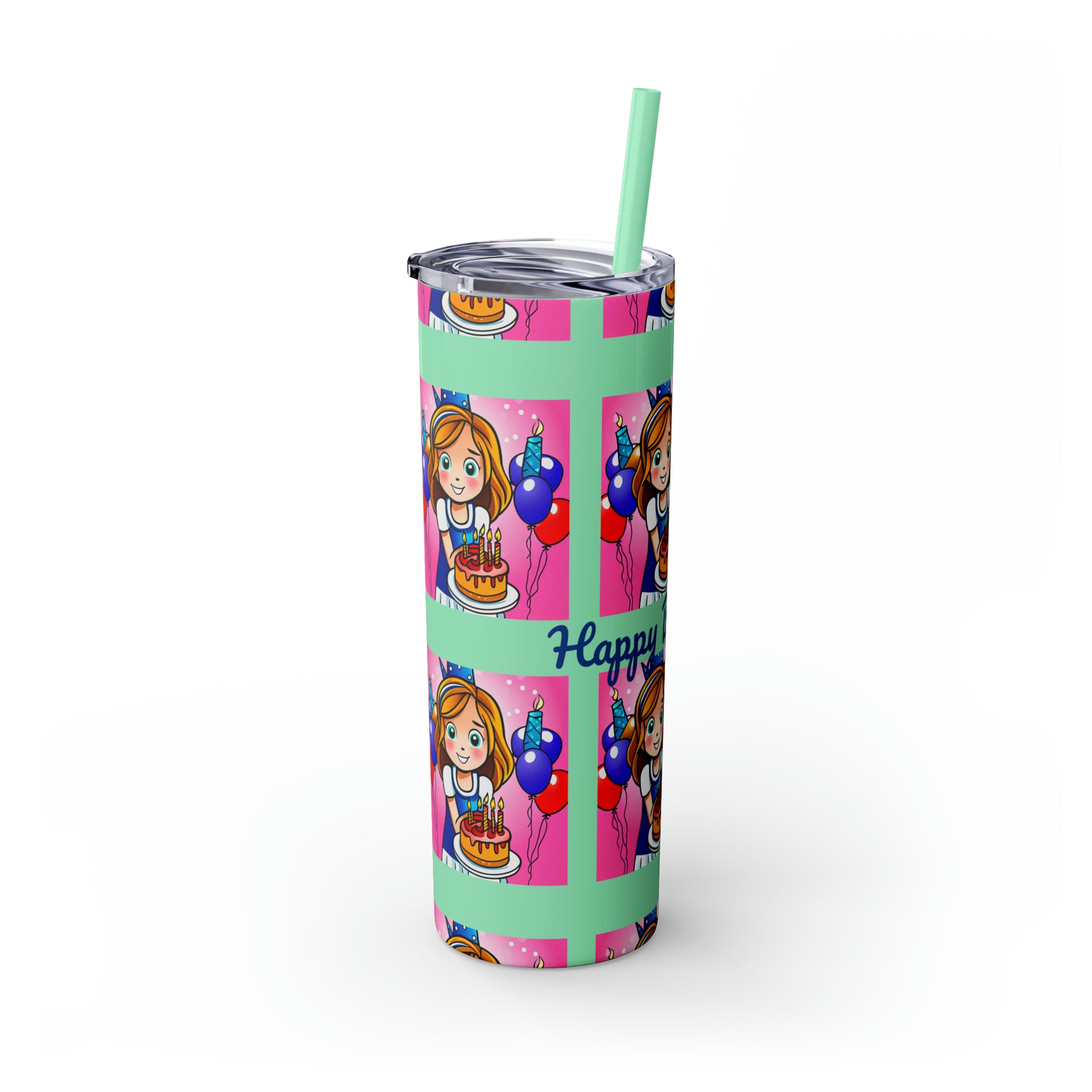 Stylish 20oz Birthday Skinny Tumbler with Straw - Ira World Art LLC