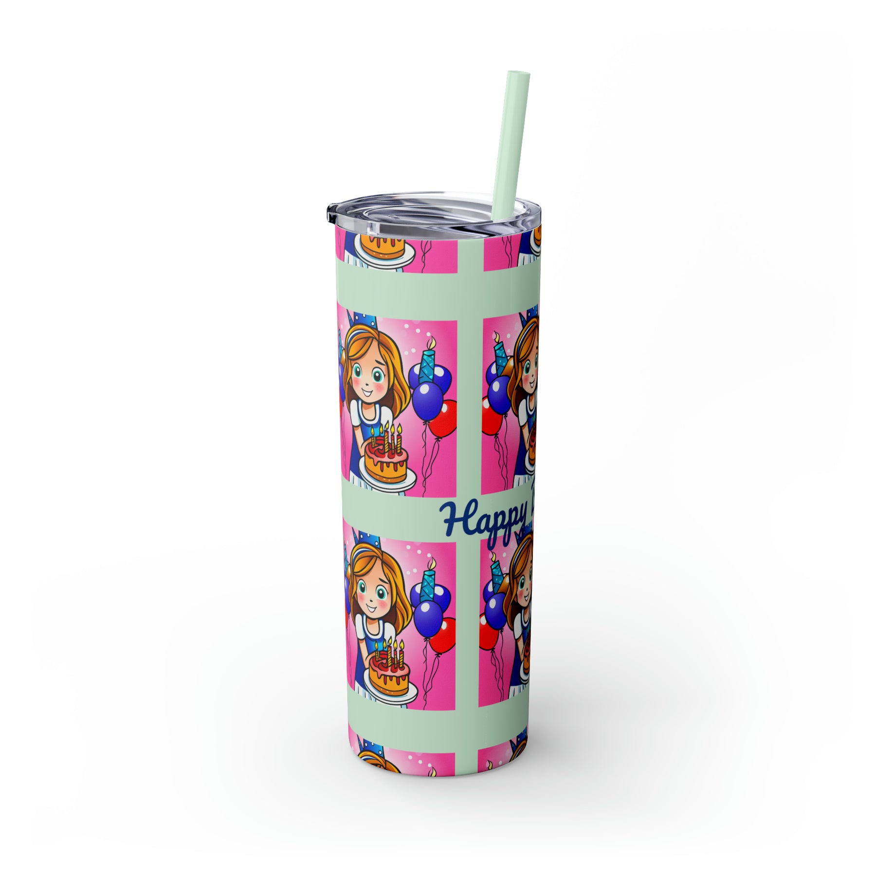 Stylish 20oz Birthday Skinny Tumbler with Straw - Ira World Art LLC