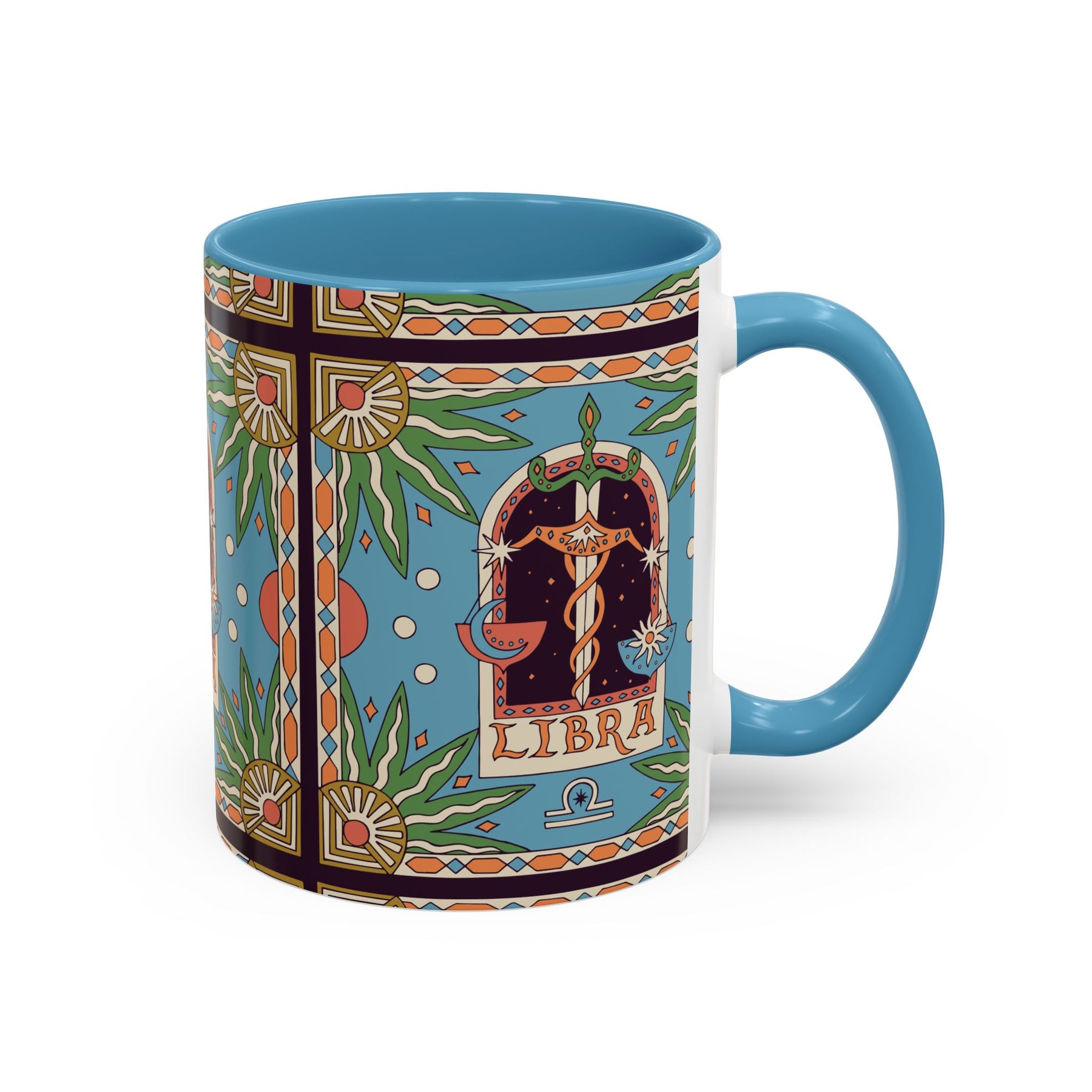 Custom Libra Coffee Mug, Colorful Ceramic 11oz & 15oz Zodiac Design - Ira World Art LLC