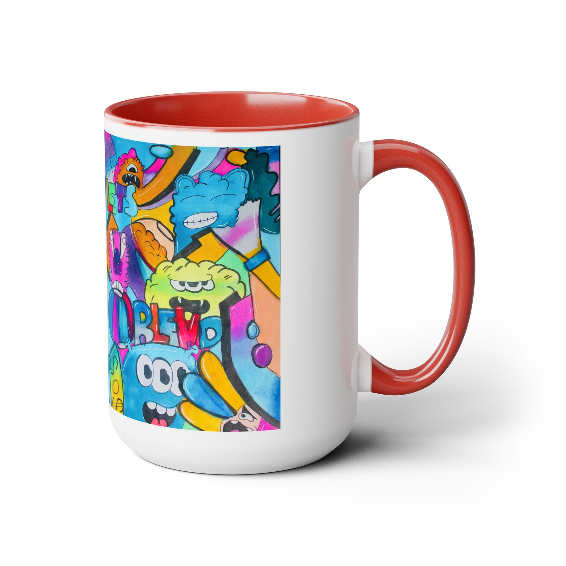 Colorful Two-Tone 15oz Kids Mug with Durable Ceramic, School & Toddler Design - Ira World Art LLC
