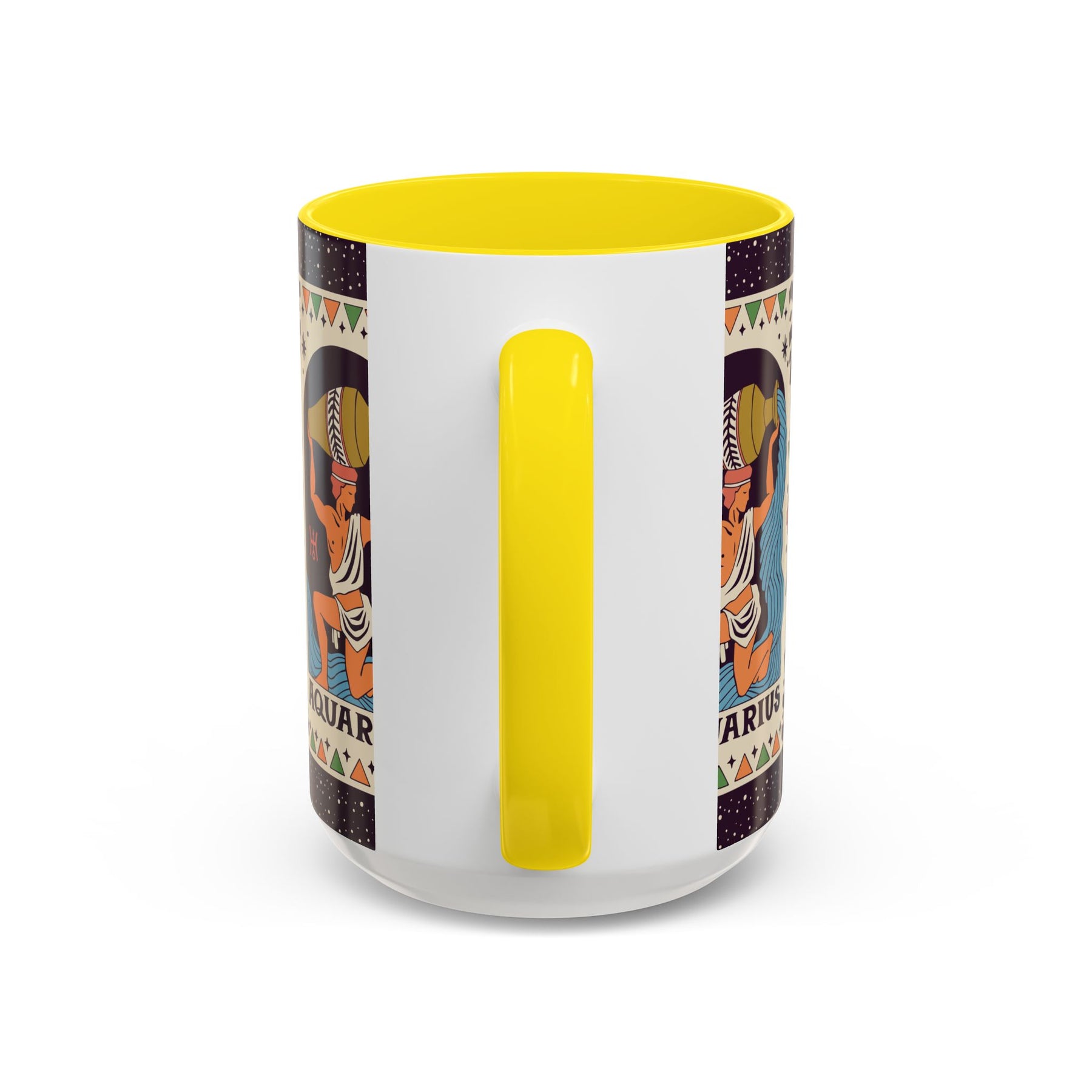 Aquarius Zodiac Painted Mug, Custom Ceramic 11oz and 15oz Coffee Cup - Ira World Art LLC