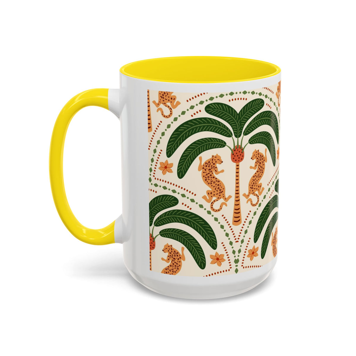 Tropical Ceramic Coffee Mug with Colorful Floral Design, 11oz & 15oz - Ira World Art LLC