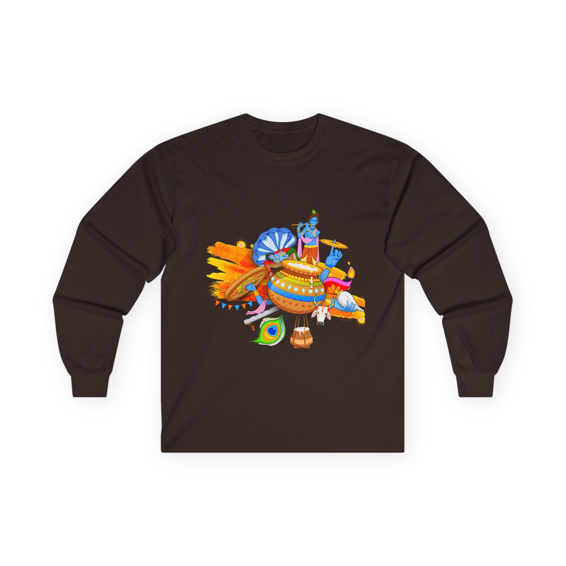 Krishan Full Sleeves Tee, Long Sleeve T-Shirt for Men and Women, Cotton Shirt, Religious Gift, Casual Top - Ira World Art LLC