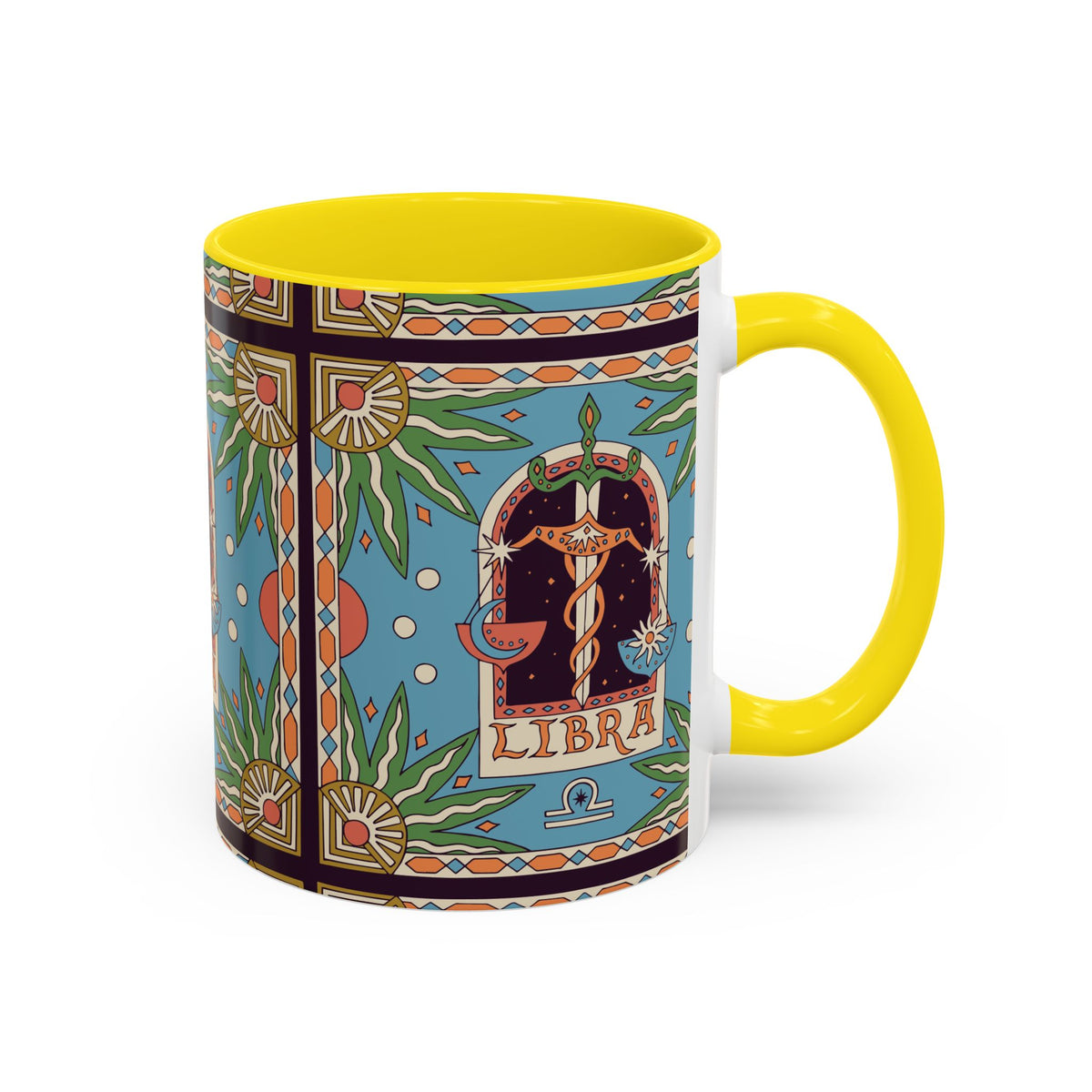 Custom Libra Coffee Mug, Colorful Ceramic 11oz & 15oz Zodiac Design - Ira World Art LLC