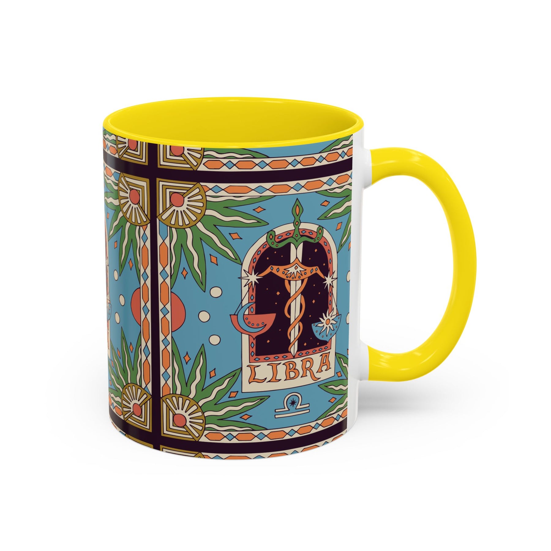 Custom Libra Coffee Mug, Colorful Ceramic 11oz & 15oz Zodiac Design - Ira World Art LLC