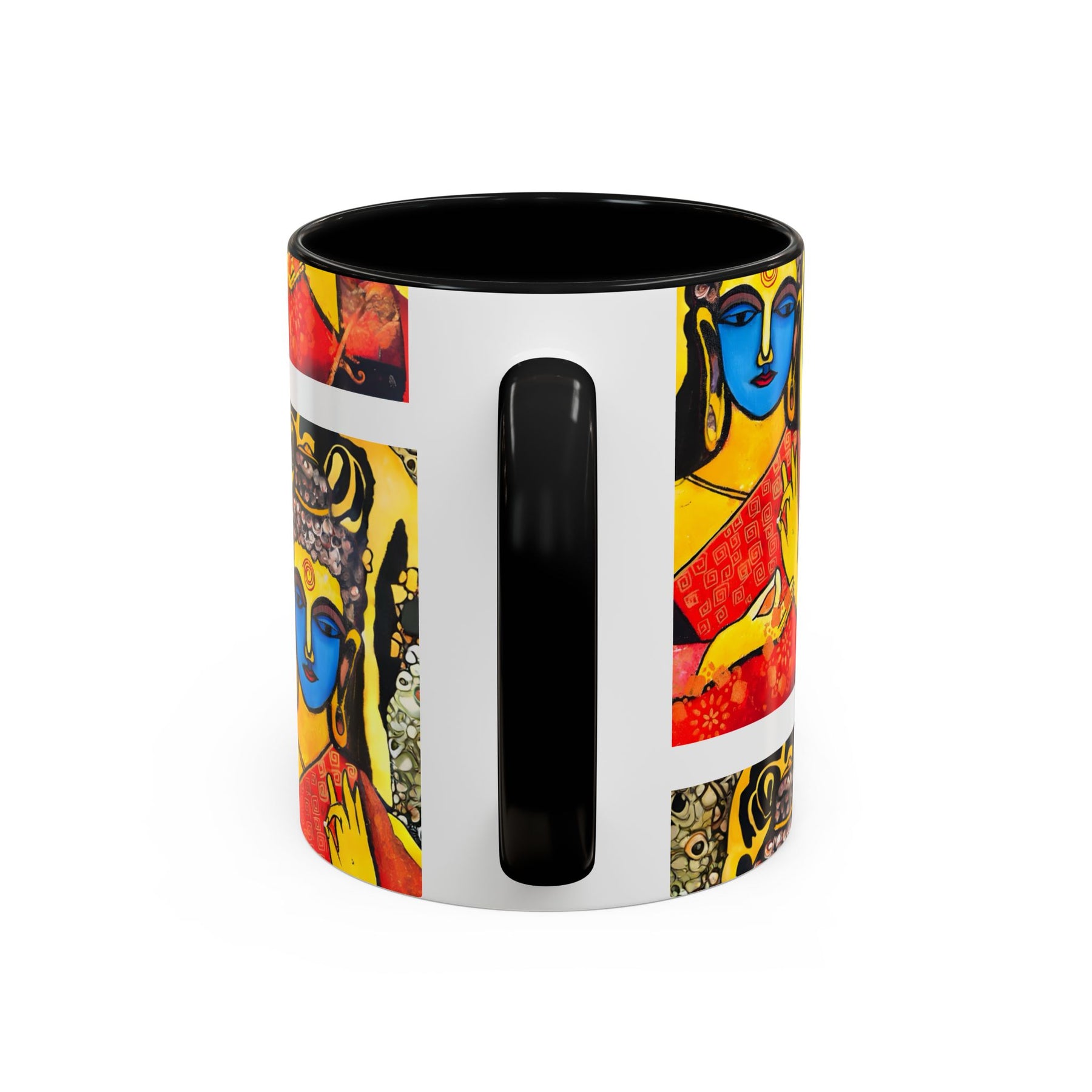Inspirational Yoga Ceramic Mug, Colorful Buddhist Painting, 11oz & 15oz Unique Coffee Cup - Ira World Art LLC