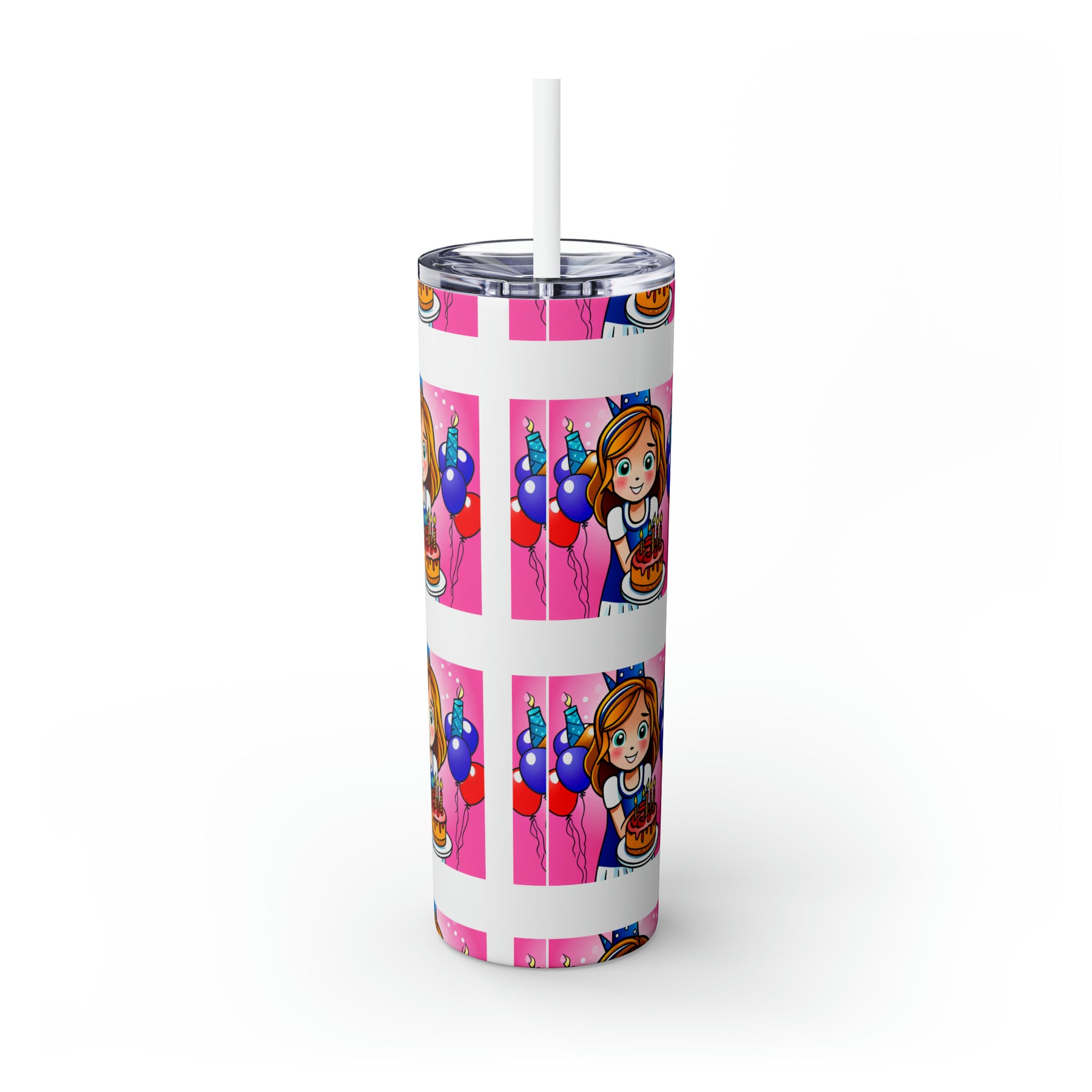Stylish 20oz Birthday Skinny Tumbler with Straw - Ira World Art LLC