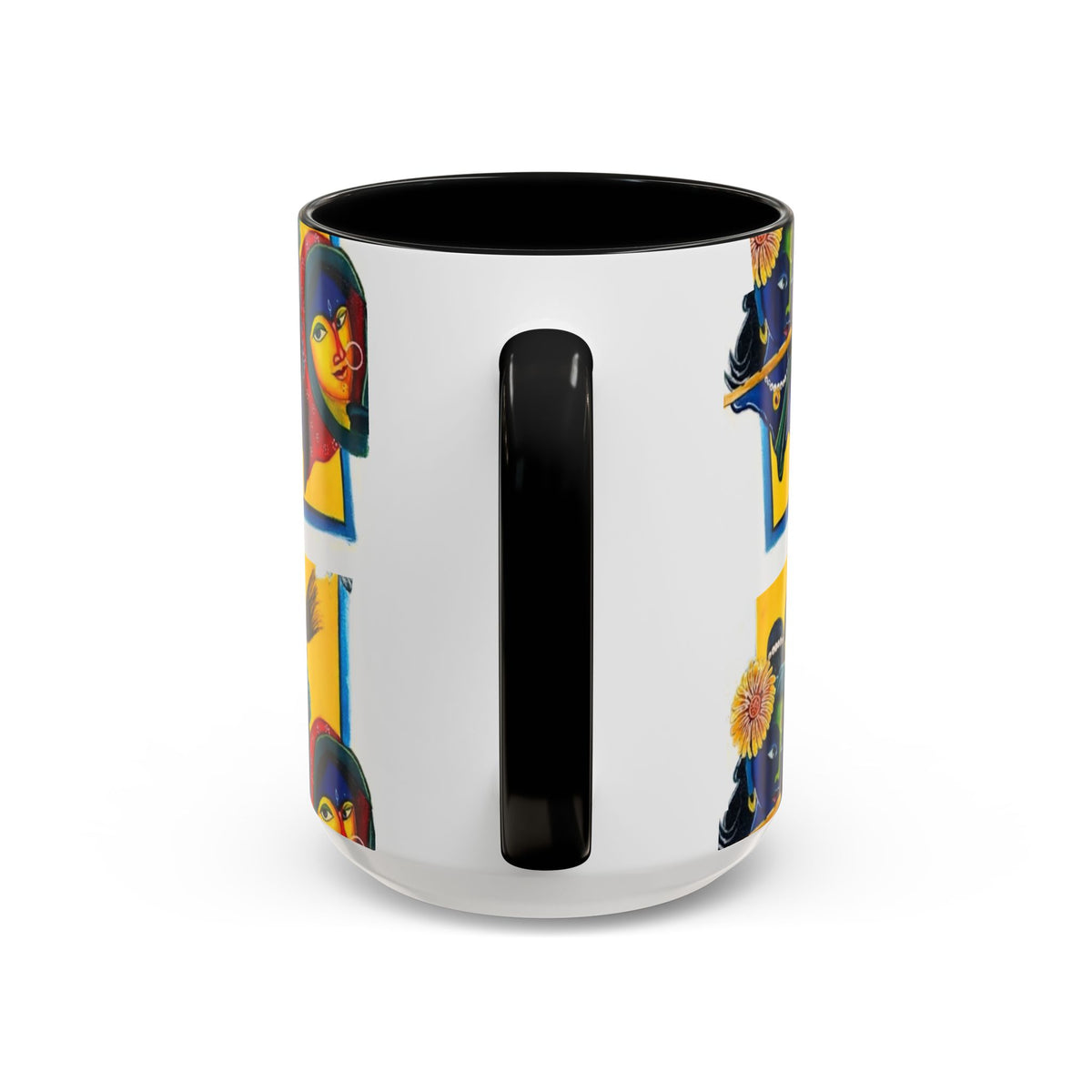 Colorful Ceramic Mug with Unique Hindu Art Design, 11oz & 15oz Aesthetic Gift - Ira World Art LLC