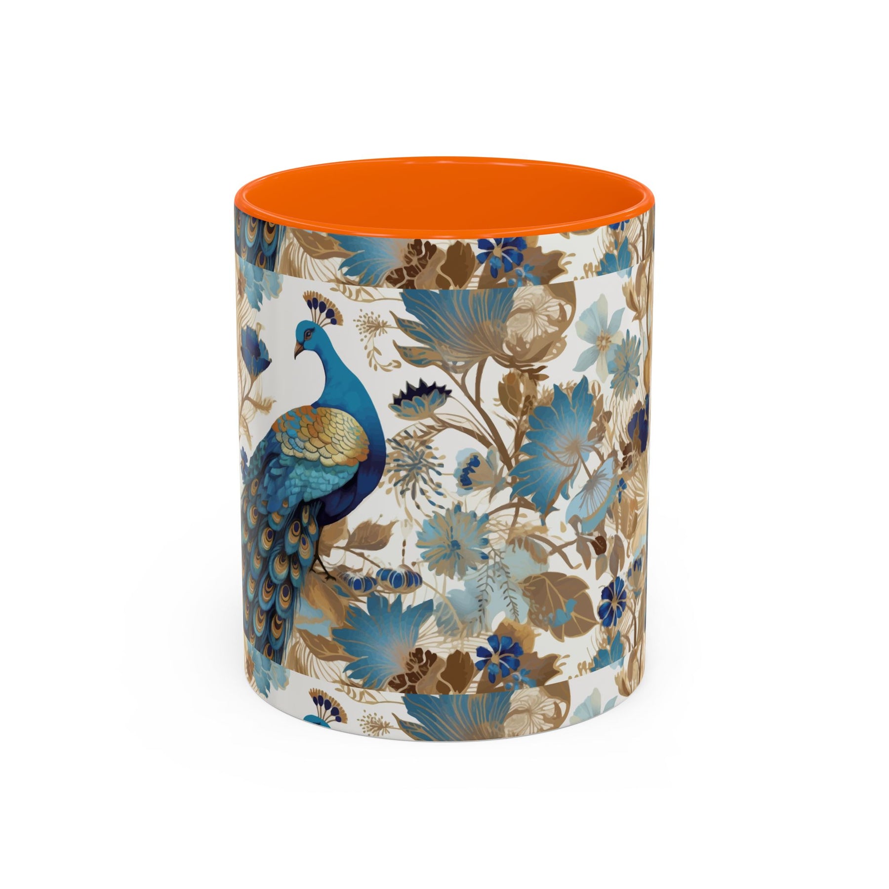 Elegant Peacock Ceramic Coffee Mug, Colorful 11oz & 15oz Custom Design - Ira World Art LLC
