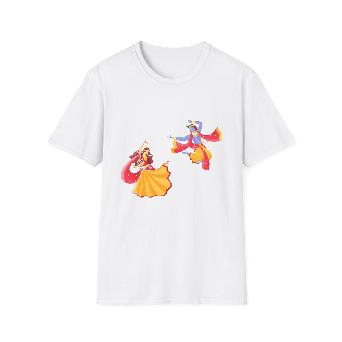 Radha Krishna Unisex Softstyle T-Shirt, Hindu Deity Tee, Spiritual Apparel, Yoga Top, Festival Clothing - Ira World Art LLC