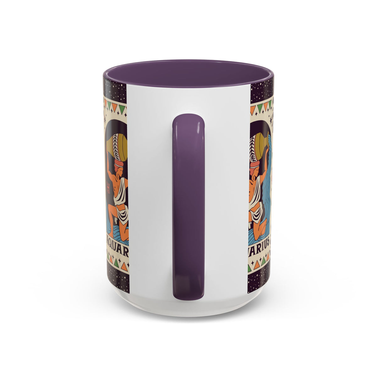 Aquarius Zodiac Painted Mug, Custom Ceramic 11oz and 15oz Coffee Cup - Ira World Art LLC