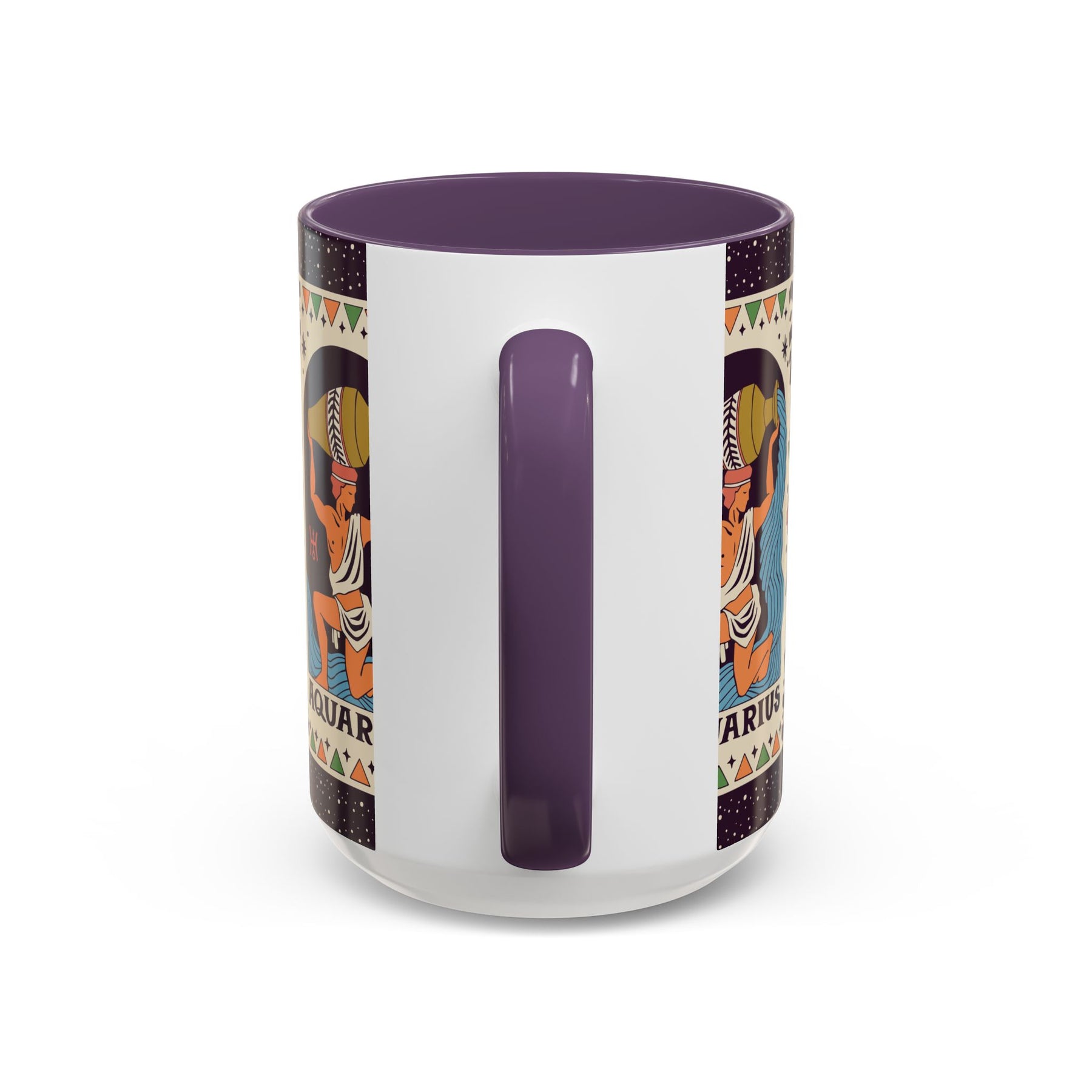 Aquarius Zodiac Painted Mug, Custom Ceramic 11oz and 15oz Coffee Cup - Ira World Art LLC