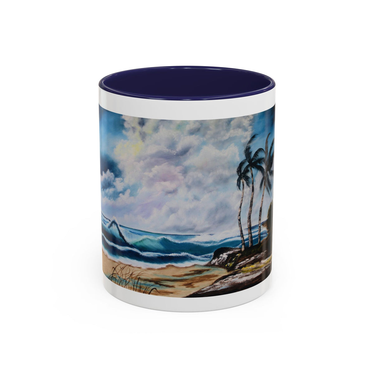 Accent Coffee Mug, 11oz | Accent mug | White blue mug | Outdoor Mug| See View Mug - Ira World Art LLC