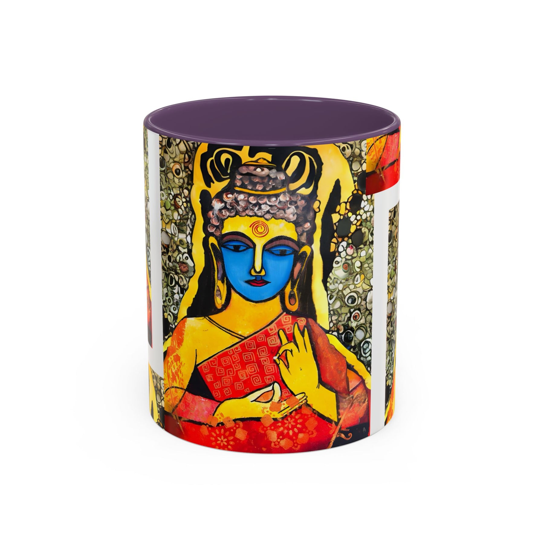 Inspirational Yoga Ceramic Mug, Colorful Buddhist Painting, 11oz & 15oz Unique Coffee Cup - Ira World Art LLC
