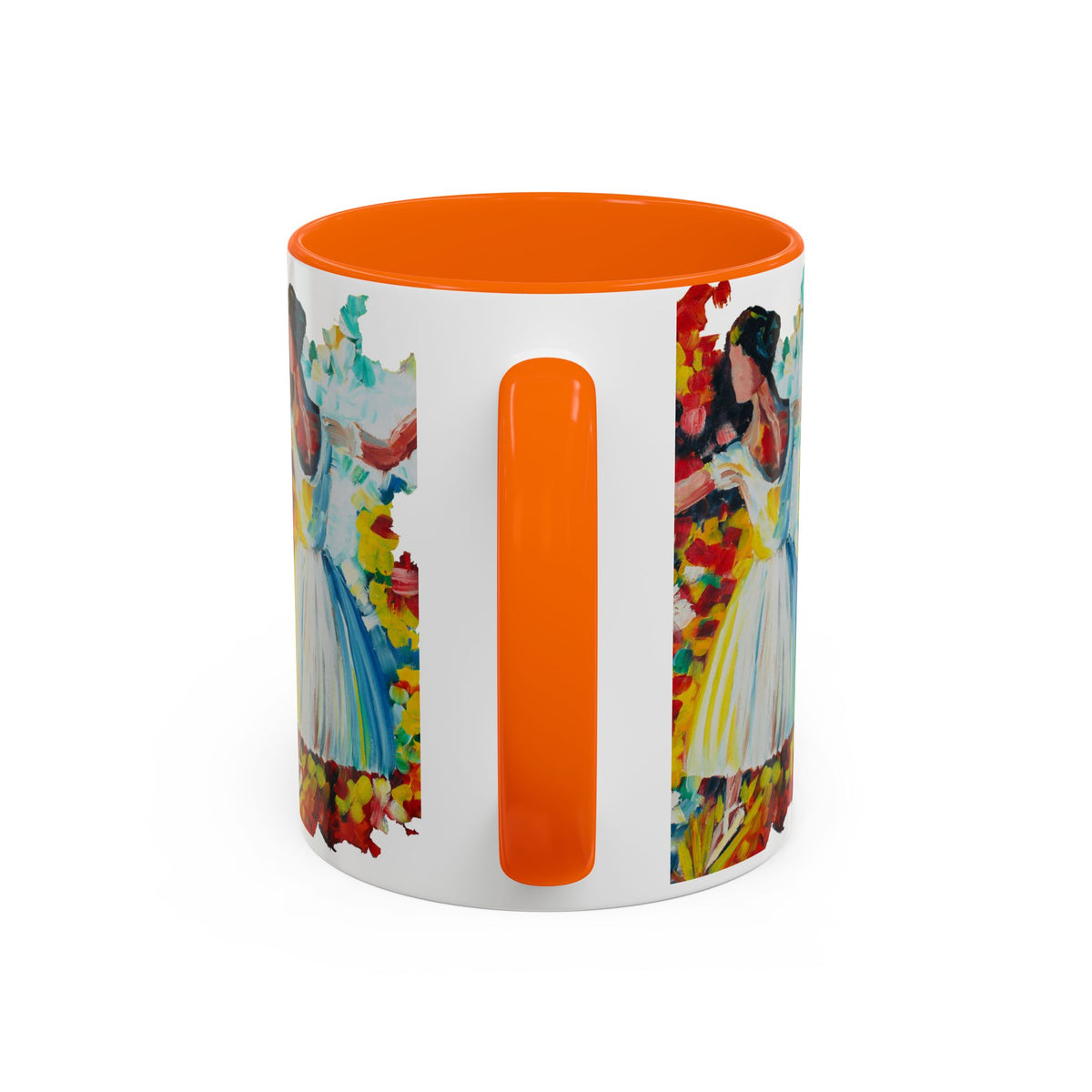 Colorful Ballet Latte Mug, Artistic Ceramic Coffee Cup with Floral Design - Ira World Art LLC
