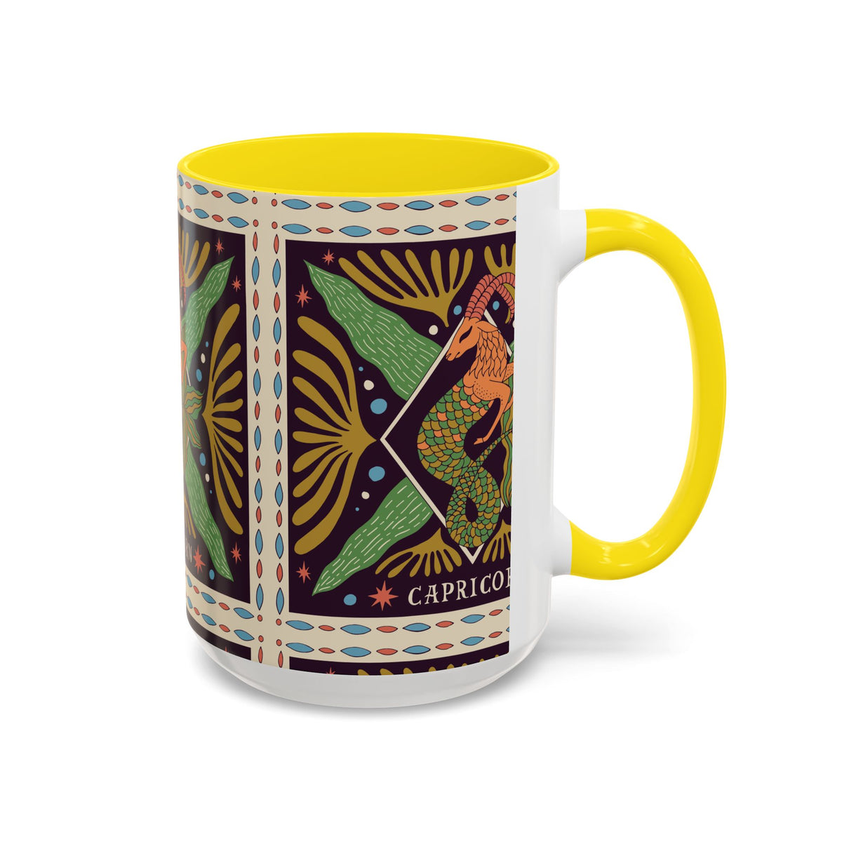 Colorful Capricorn Mug, Custom Ceramic Coffee Cup 11oz & 15oz Zodiac Design - Ira World Art LLC