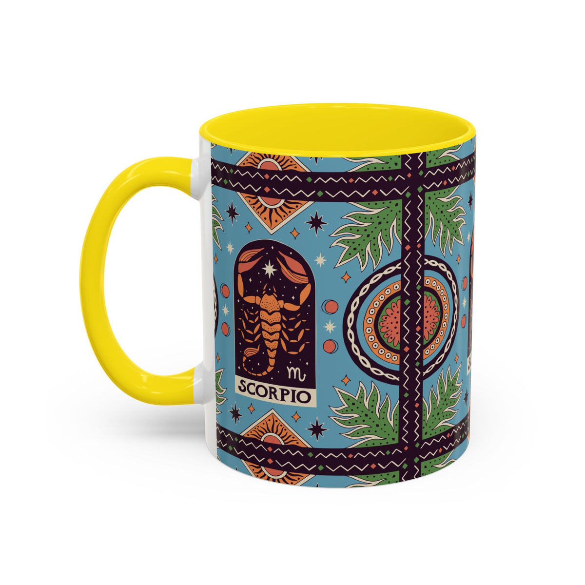 Colorful Scorpio Zodiac Ceramic Mug, Custom 11oz & 15oz Coffee Cup Design - Ira World Art LLC