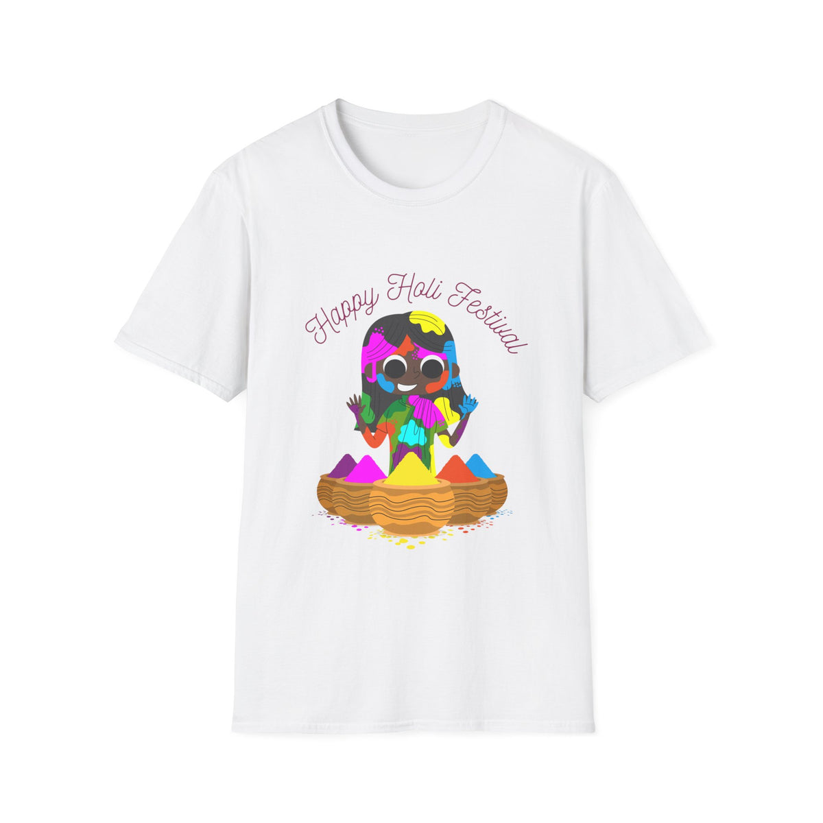 Holi Festival T‑Shirt – "Happy Holi Festival" Color Powder Design - Ira World Art LLC