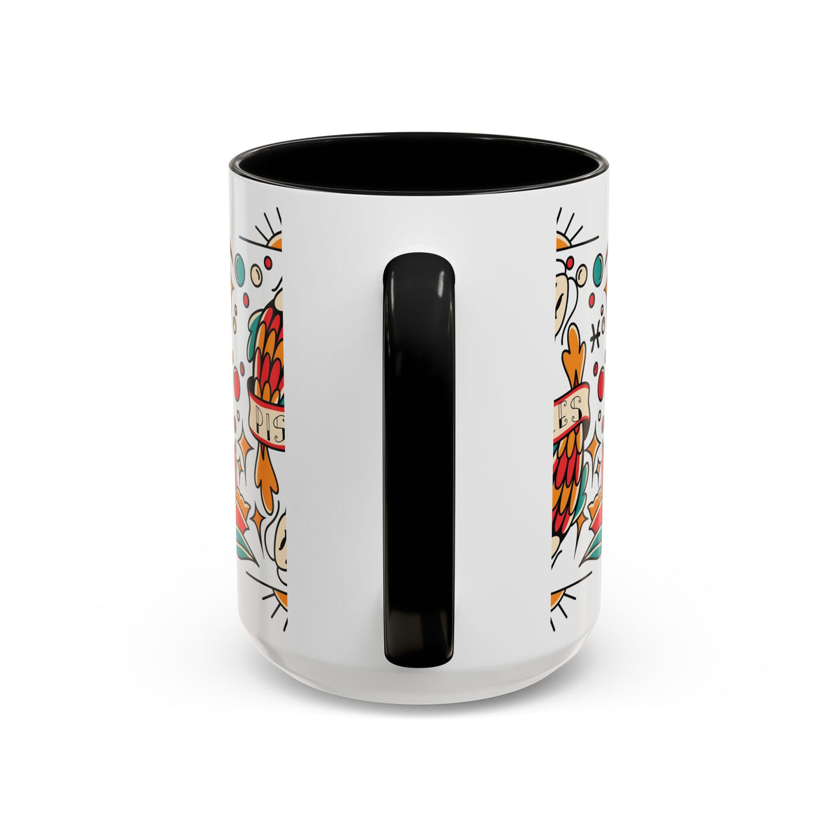 Colorful Pisces Zodiac Mug, Painted Ceramic 11oz Unique Coffee Cup - Ira World Art LLC