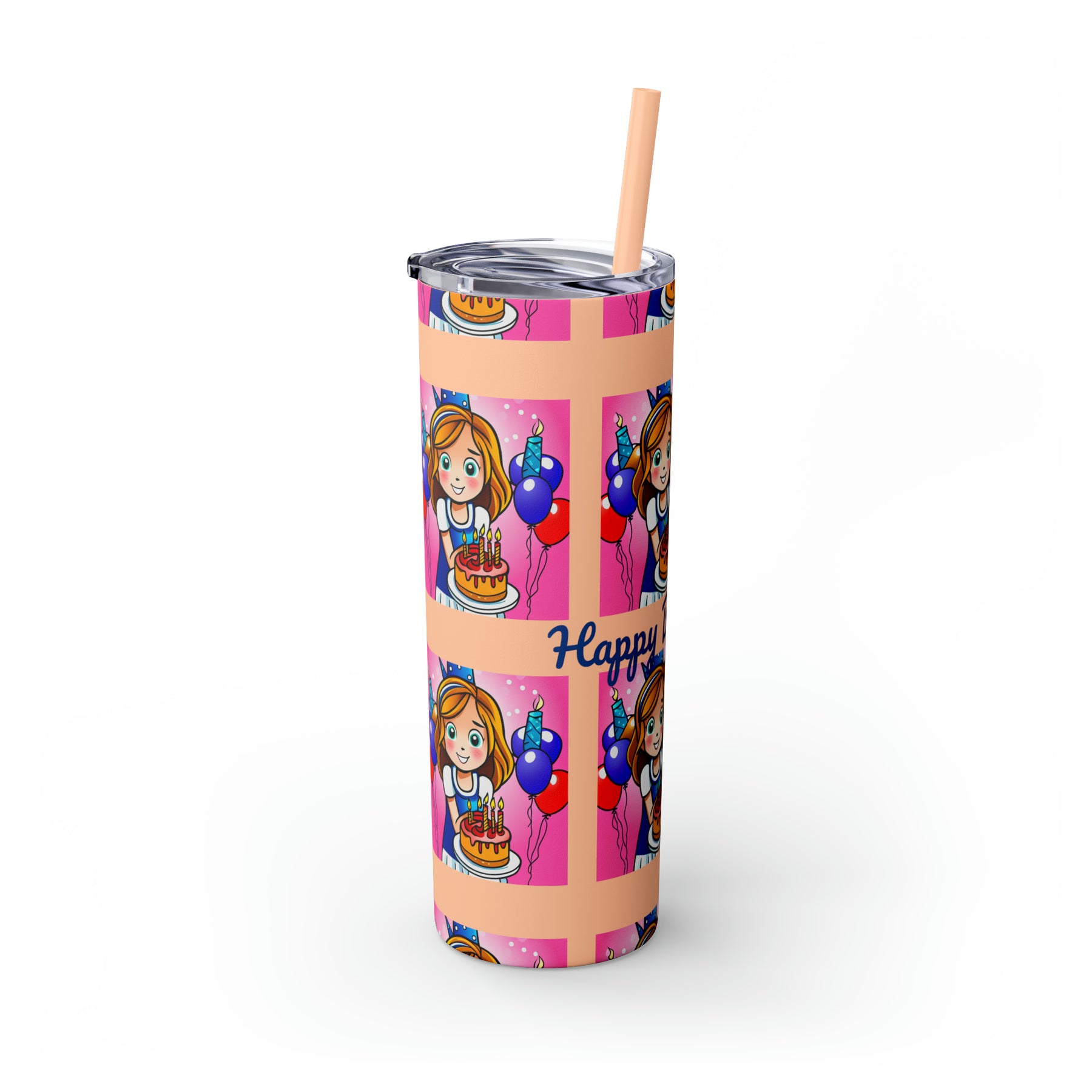 Stylish 20oz Birthday Skinny Tumbler with Straw - Ira World Art LLC