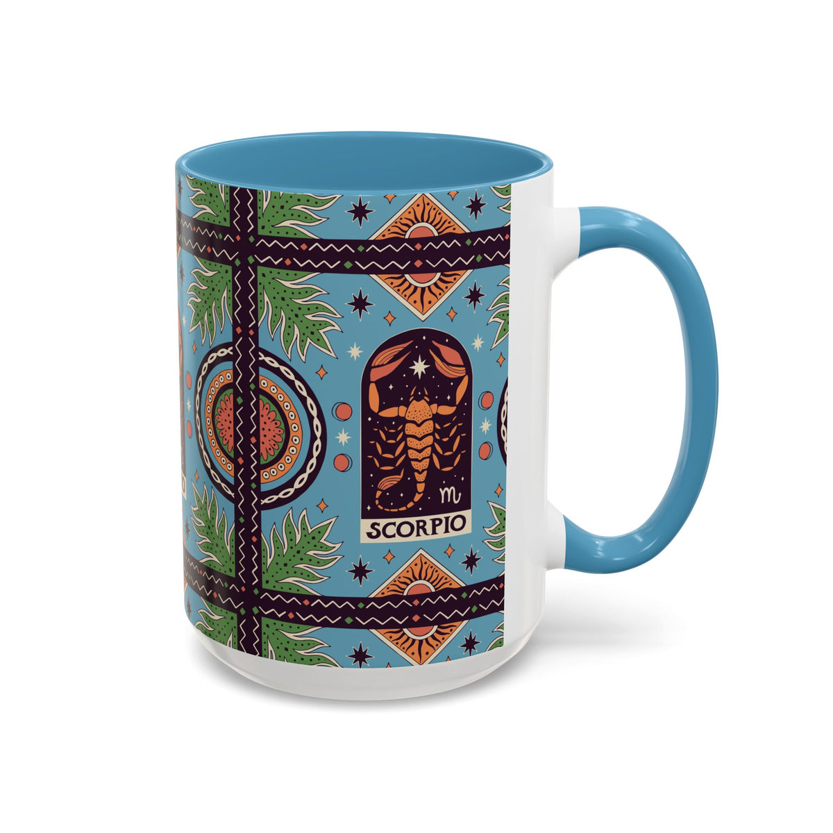 Colorful Scorpio Zodiac Ceramic Mug, Custom 11oz & 15oz Coffee Cup Design - Ira World Art LLC