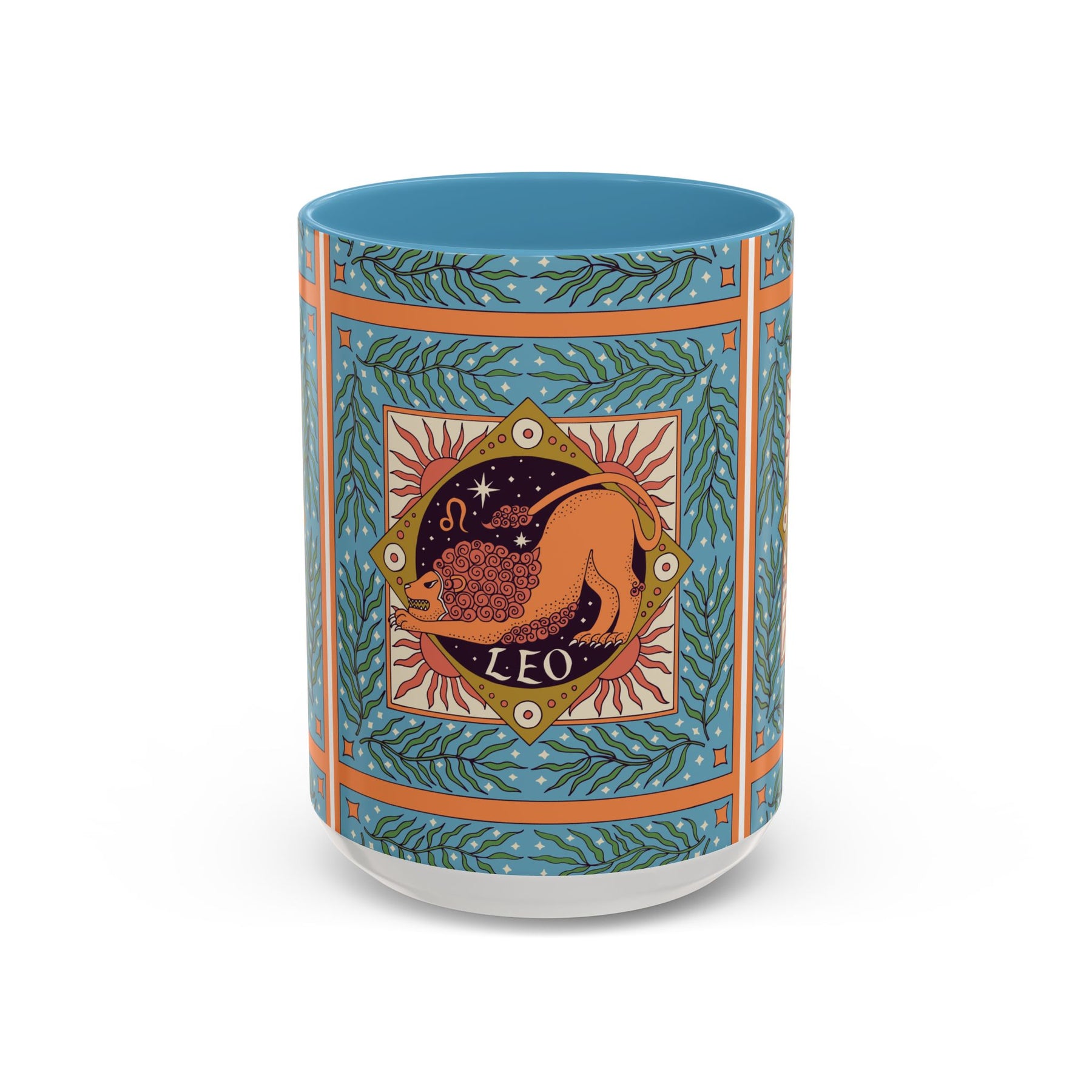 Vibrant Leo Zodiac Coffee Mug, Custom Ceramic 11oz & 15oz Colorful Design - Ira World Art LLC