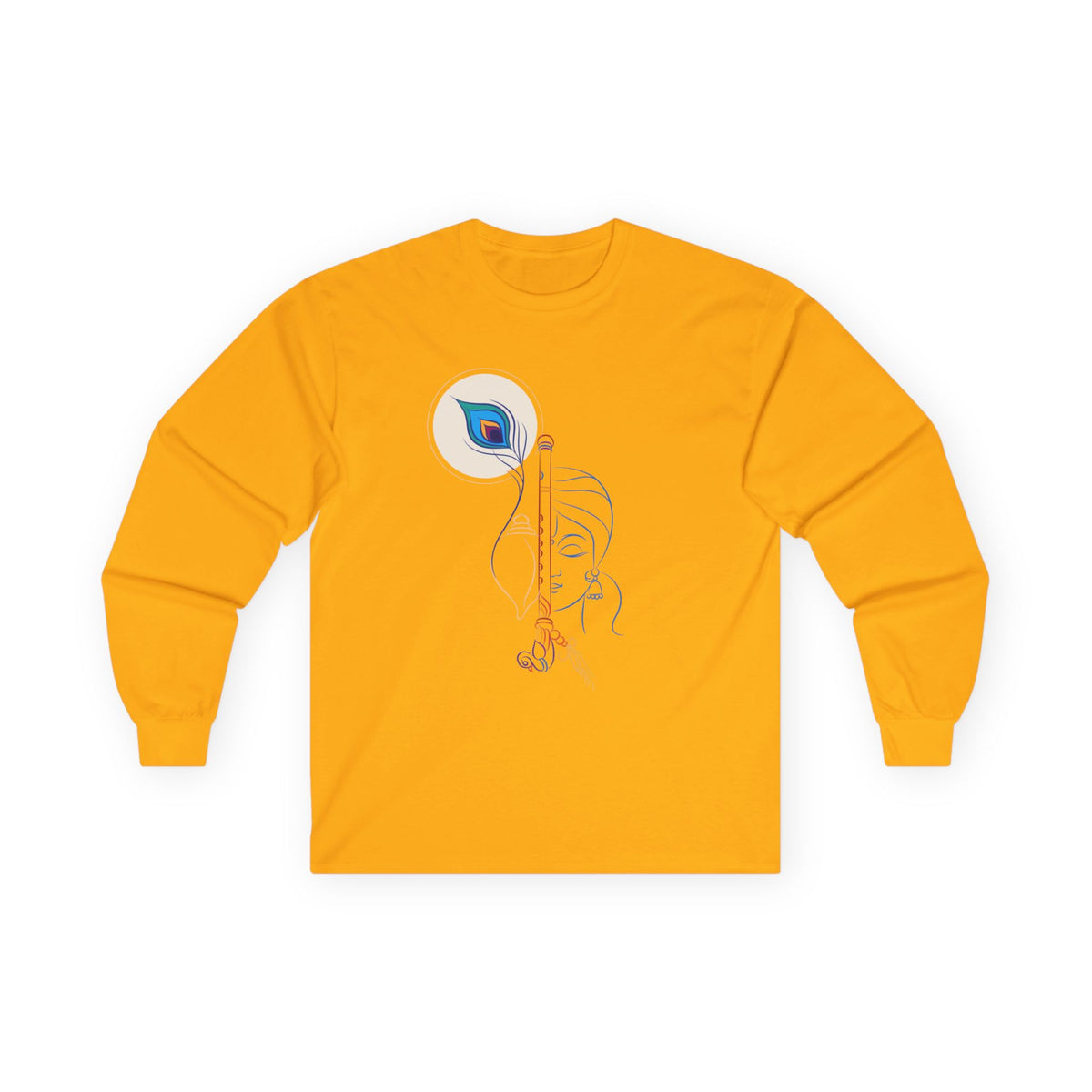 Krishna Full Sleeves Unisex Tee, Hindu God Long Sleeve Shirt, Spiritual Graphic Top, Krishna Printed T-Shirt, Religious Casual Wear, Yoga - Ira World Art LLC