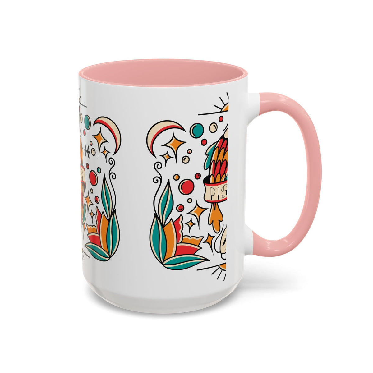 Colorful Pisces Zodiac Mug, Painted Ceramic 11oz Unique Coffee Cup - Ira World Art LLC