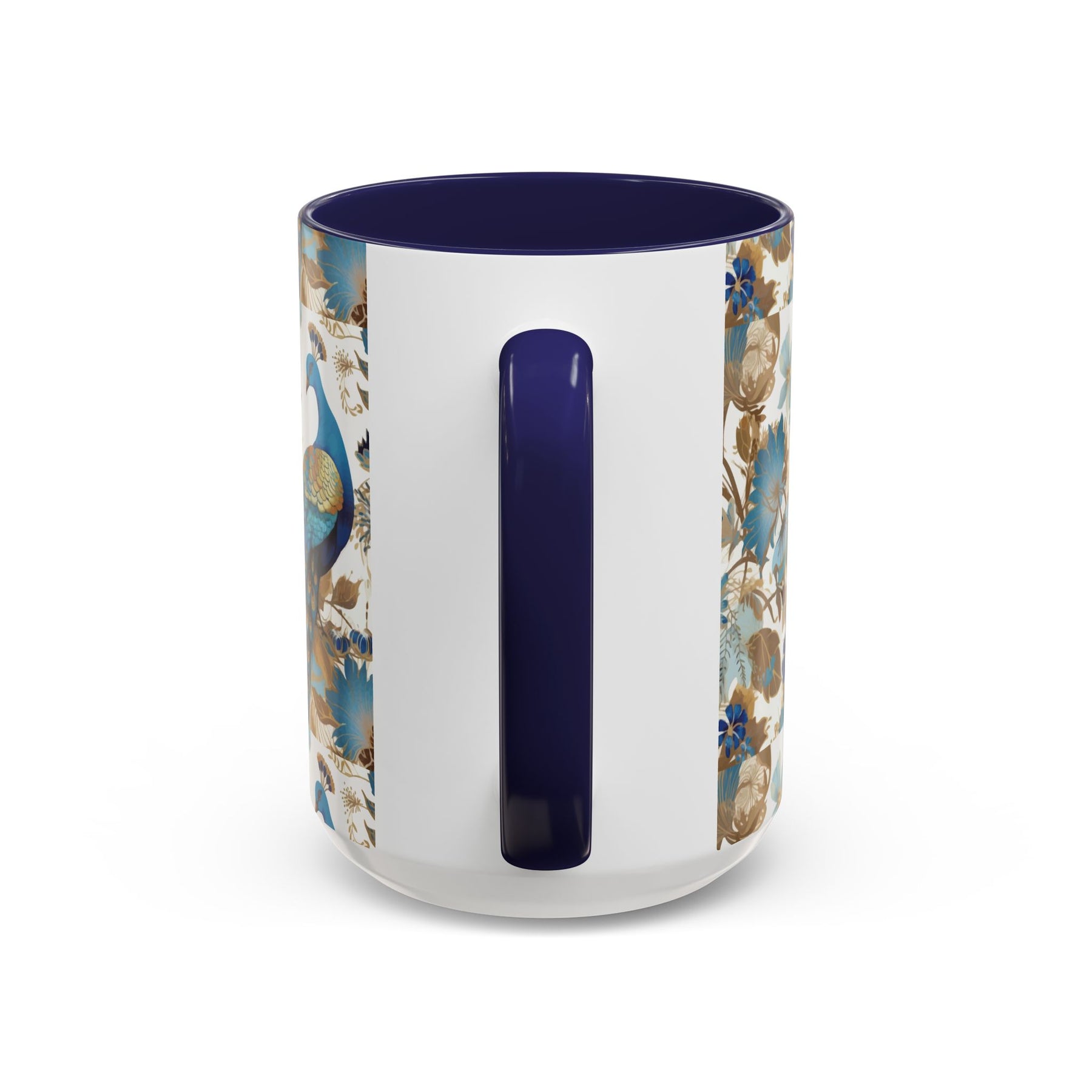 Elegant Peacock Ceramic Coffee Mug, Colorful 11oz & 15oz Custom Design - Ira World Art LLC