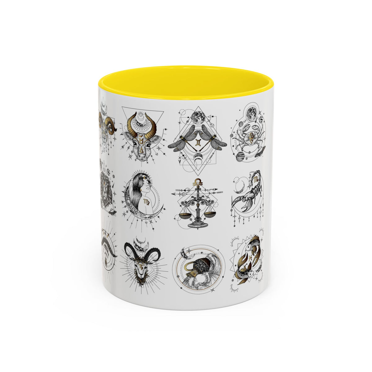 Zodiac Accent Ceramic Coffee Mug with Vibrant Horoscope Design 11oz & 15oz - Ira World Art LLC