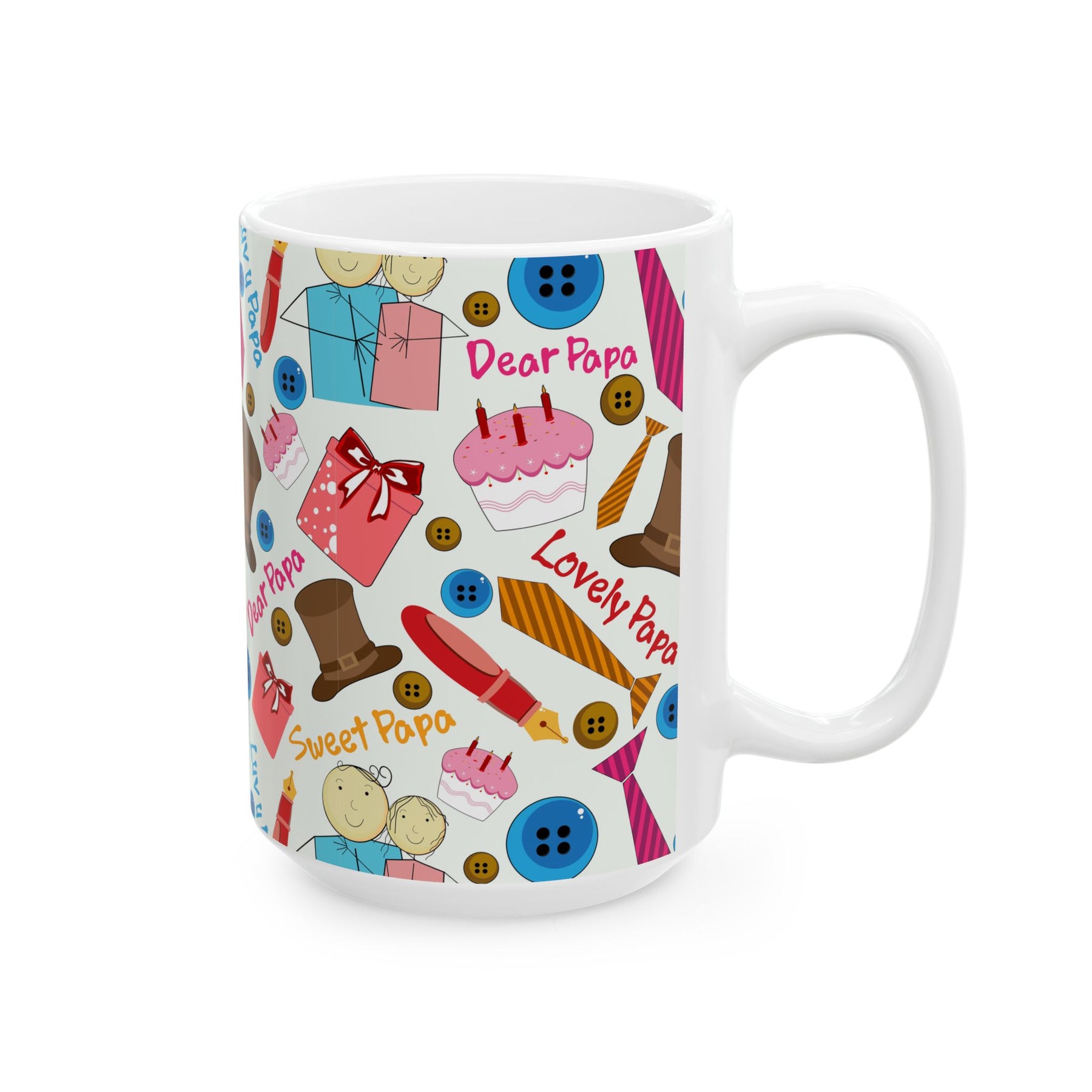 Dad Cup Ceramic Coffee Mug, Unique Gift for Father’s Day, 15oz Decor - Ira World Art LLC