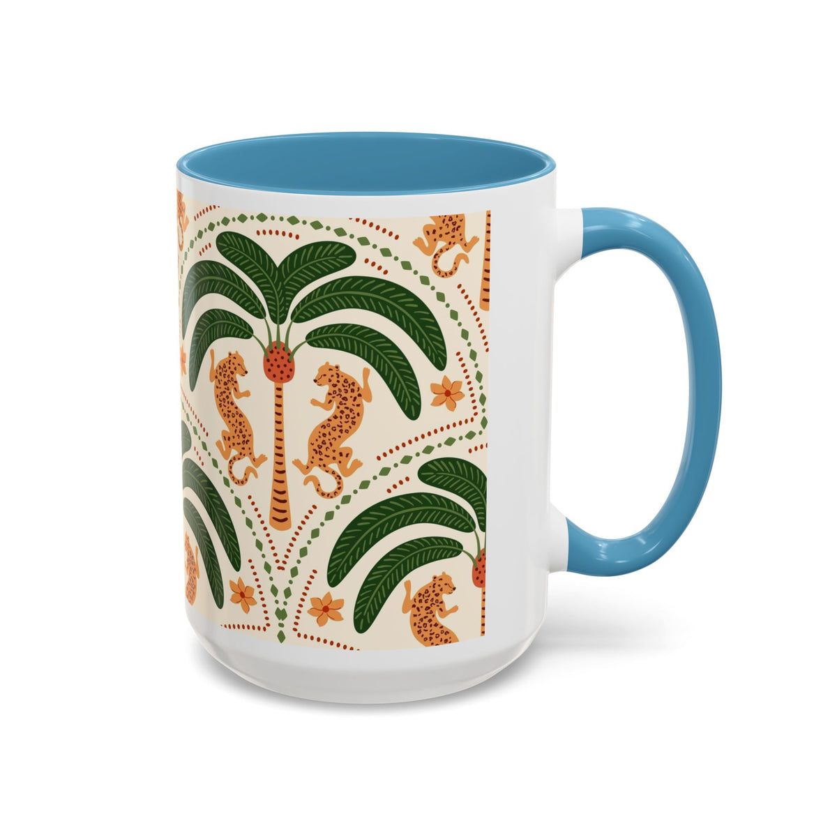 Tropical Ceramic Coffee Mug with Colorful Floral Design, 11oz & 15oz - Ira World Art LLC