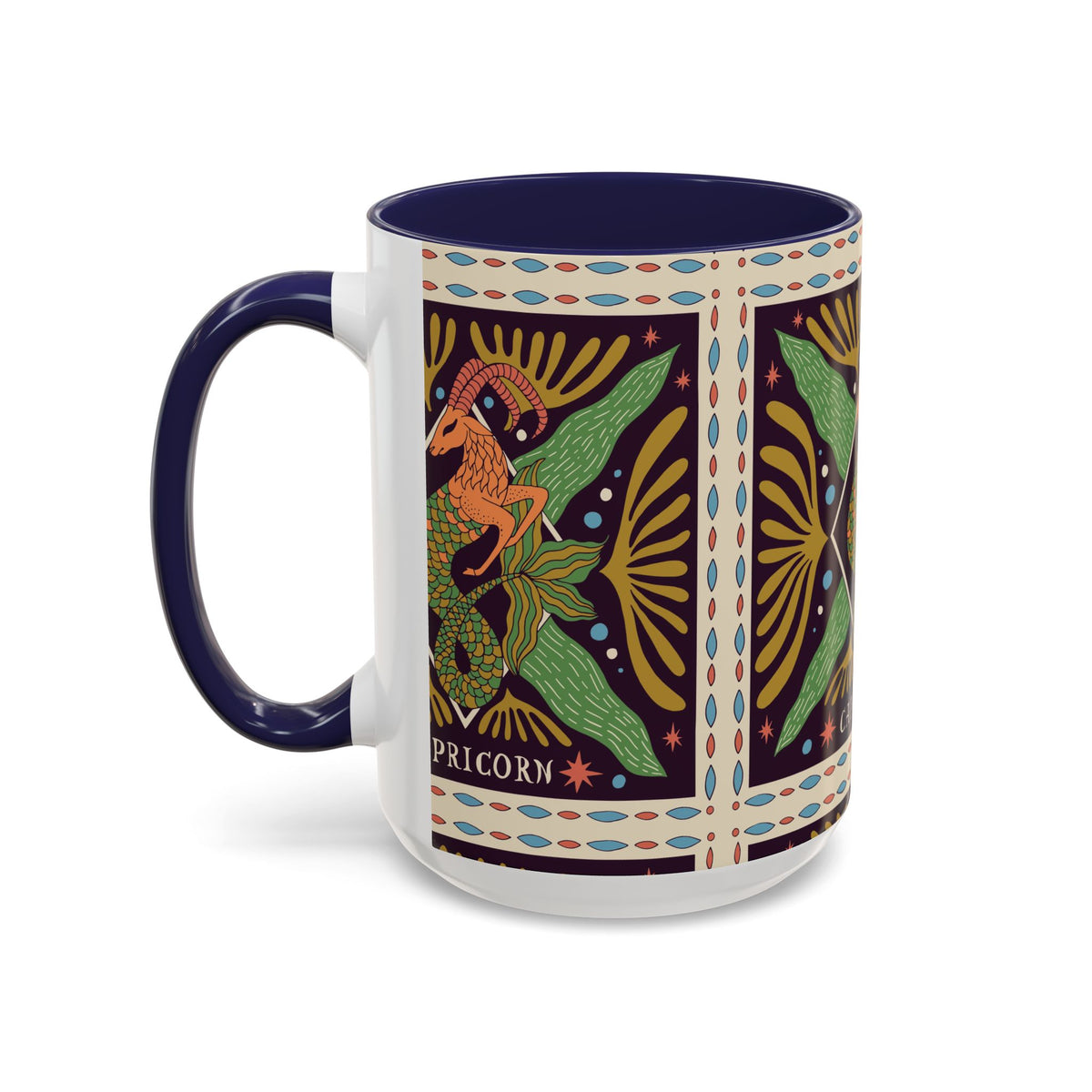 Colorful Capricorn Mug, Custom Ceramic Coffee Cup 11oz & 15oz Zodiac Design - Ira World Art LLC