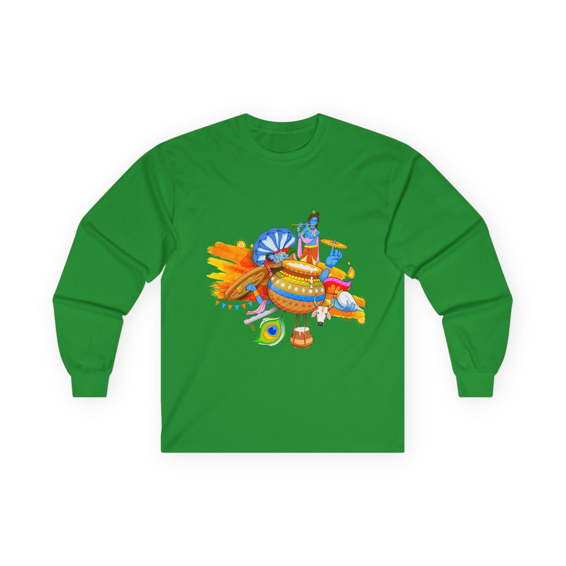 Krishan Full Sleeves Tee, Long Sleeve T-Shirt for Men and Women, Cotton Shirt, Religious Gift, Casual Top - Ira World Art LLC
