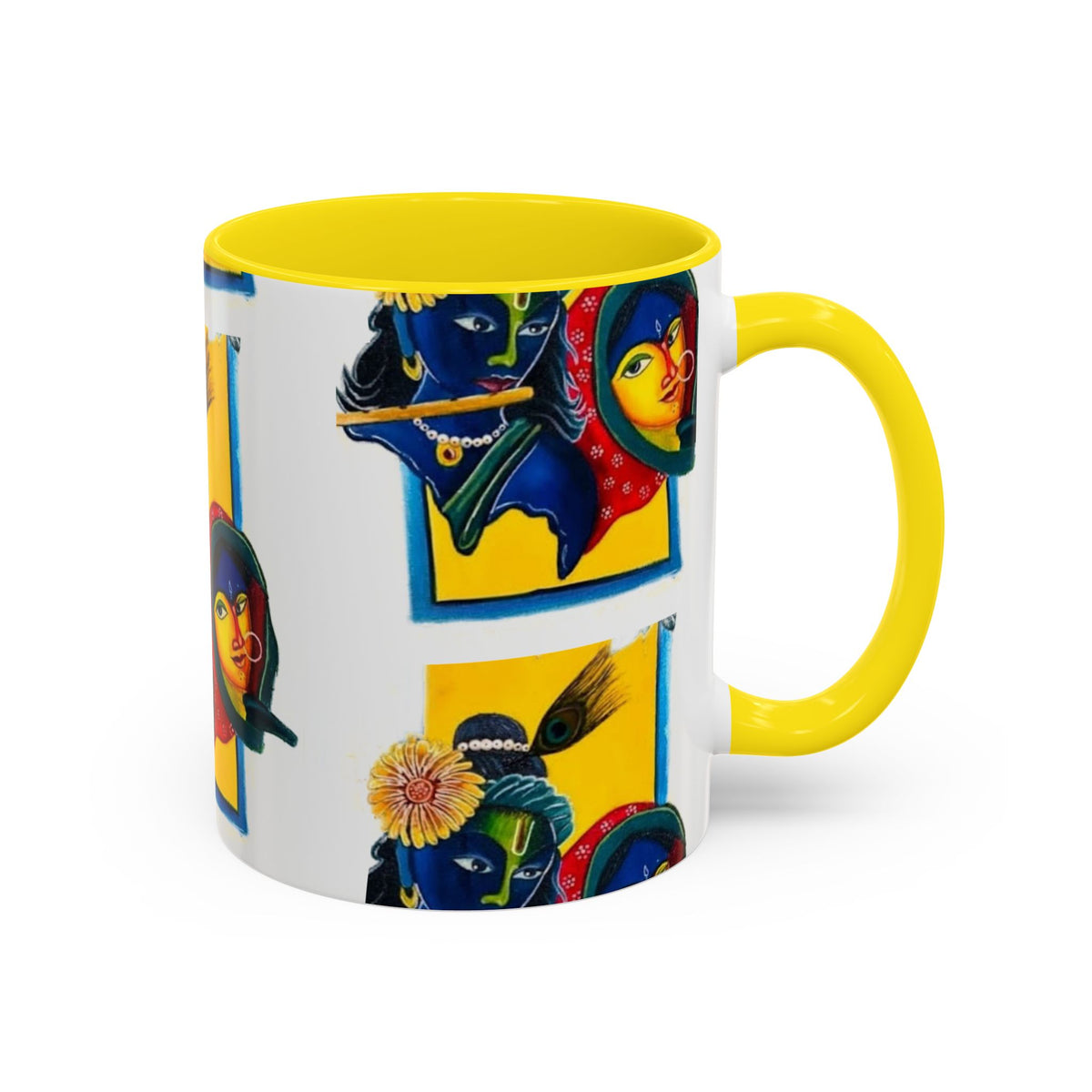 Colorful Ceramic Mug with Unique Hindu Art Design, 11oz & 15oz Aesthetic Gift - Ira World Art LLC