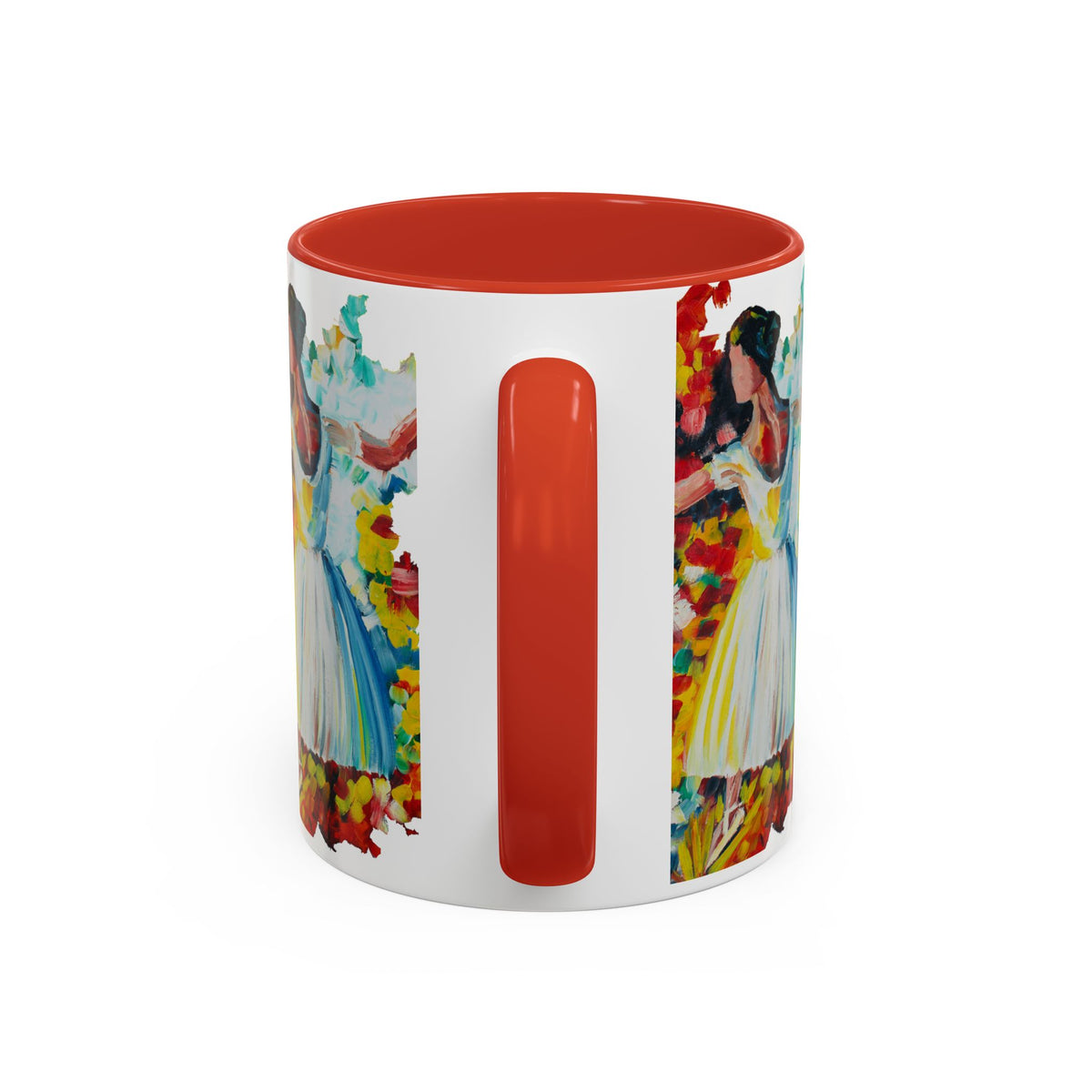 Colorful Ballet Latte Mug, Artistic Ceramic Coffee Cup with Floral Design - Ira World Art LLC