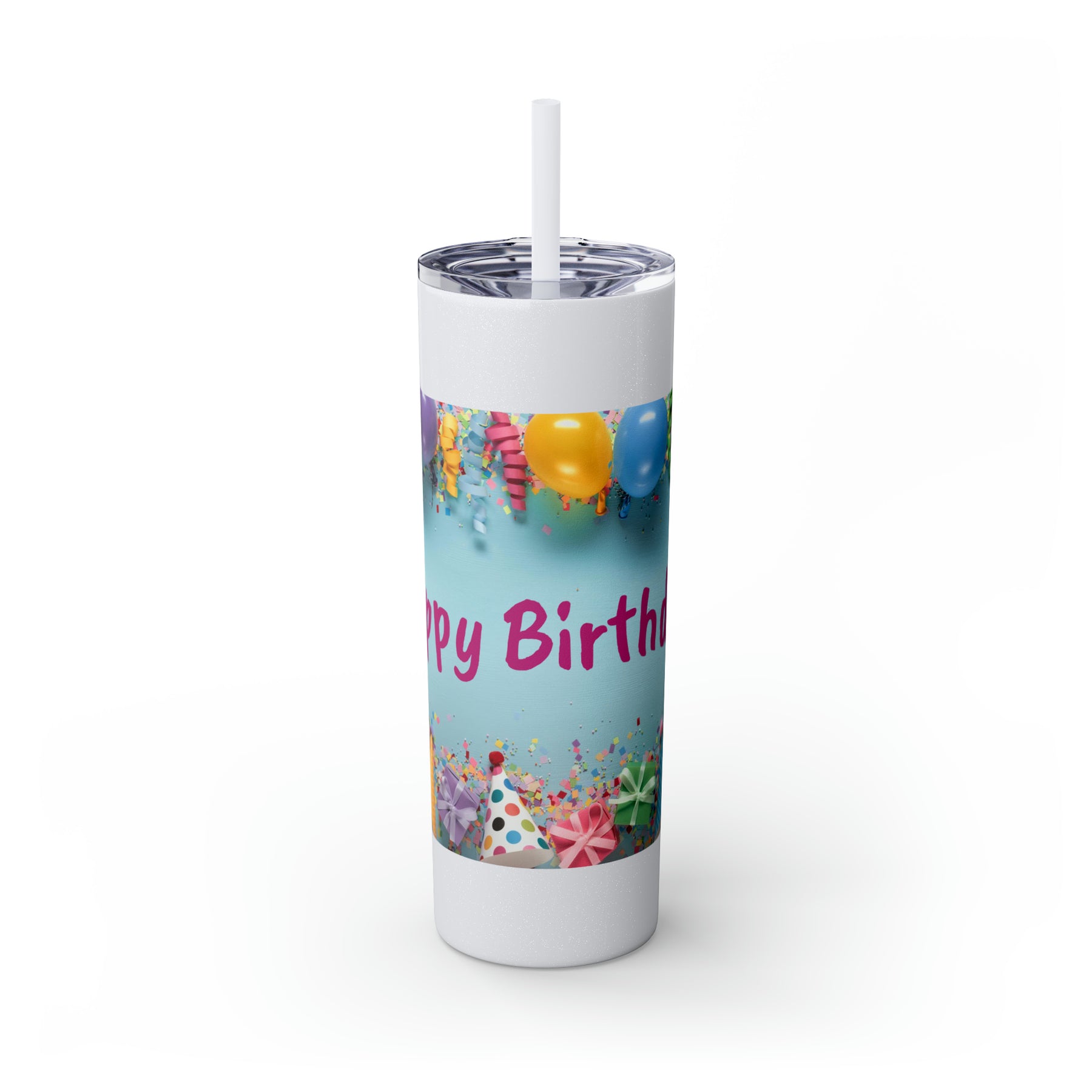Birthday Skinny Tumbler with Straw – Celebrate in Sip-worthy Fashion!, 20oz - Ira World Art LLC
