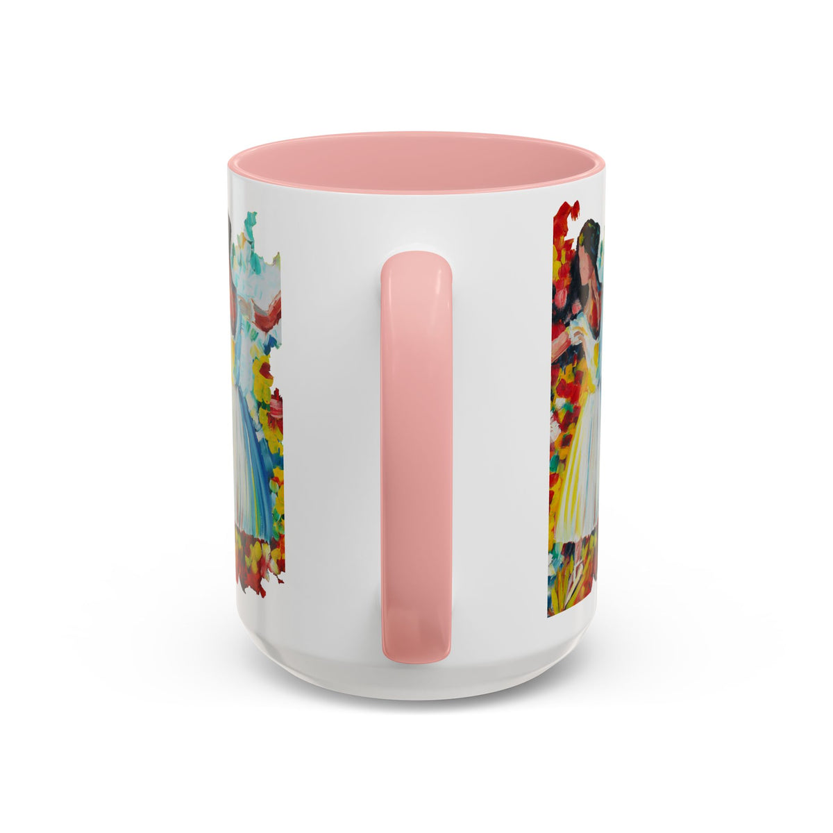 Colorful Ballet Latte Mug, Artistic Ceramic Coffee Cup with Floral Design - Ira World Art LLC